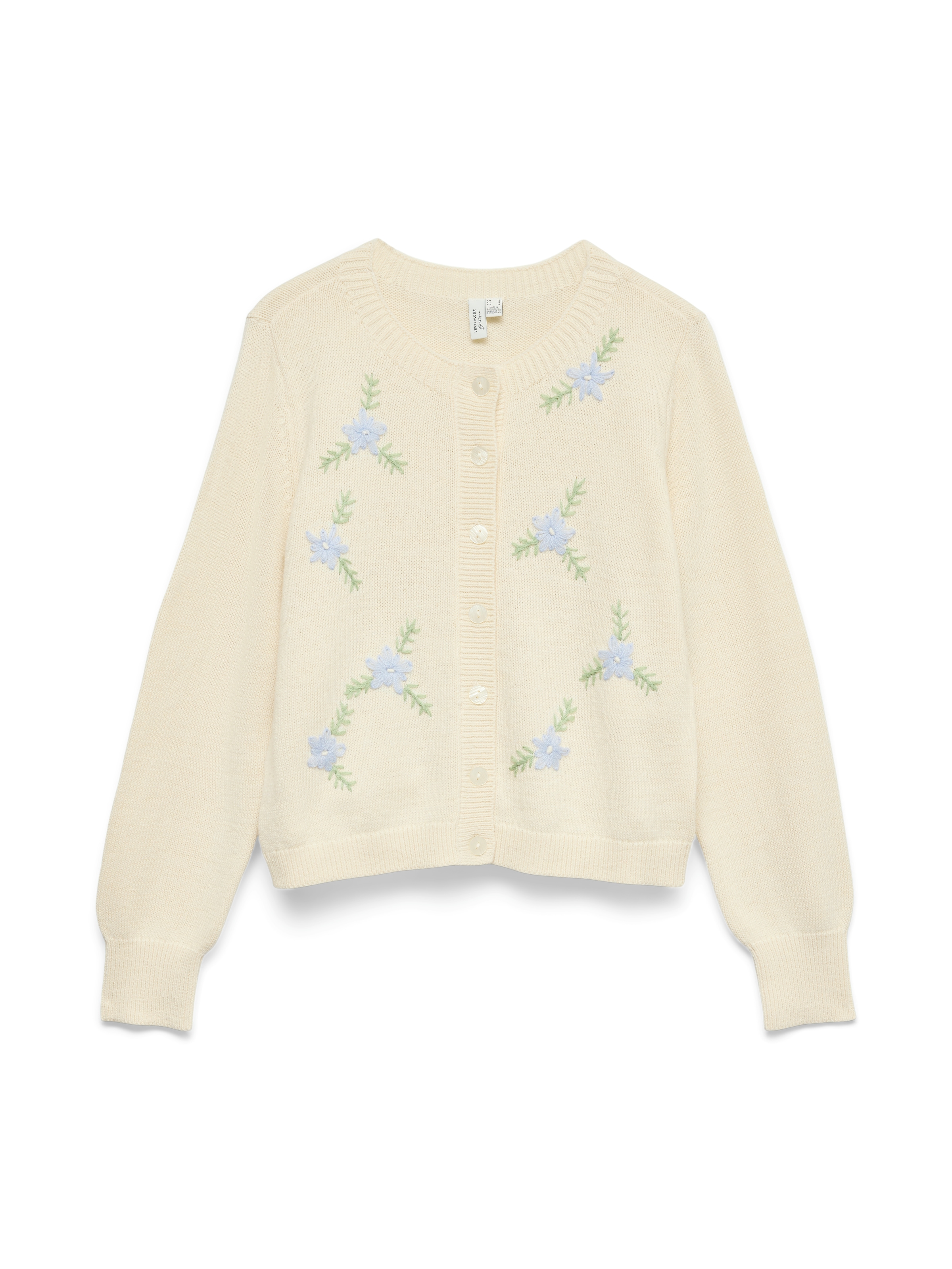 Vero Moda Strickjacke »VMCAMILLE LS O-NECK EMB CARDIGAN BTQ« Materialmix, regular fit, Stickerei