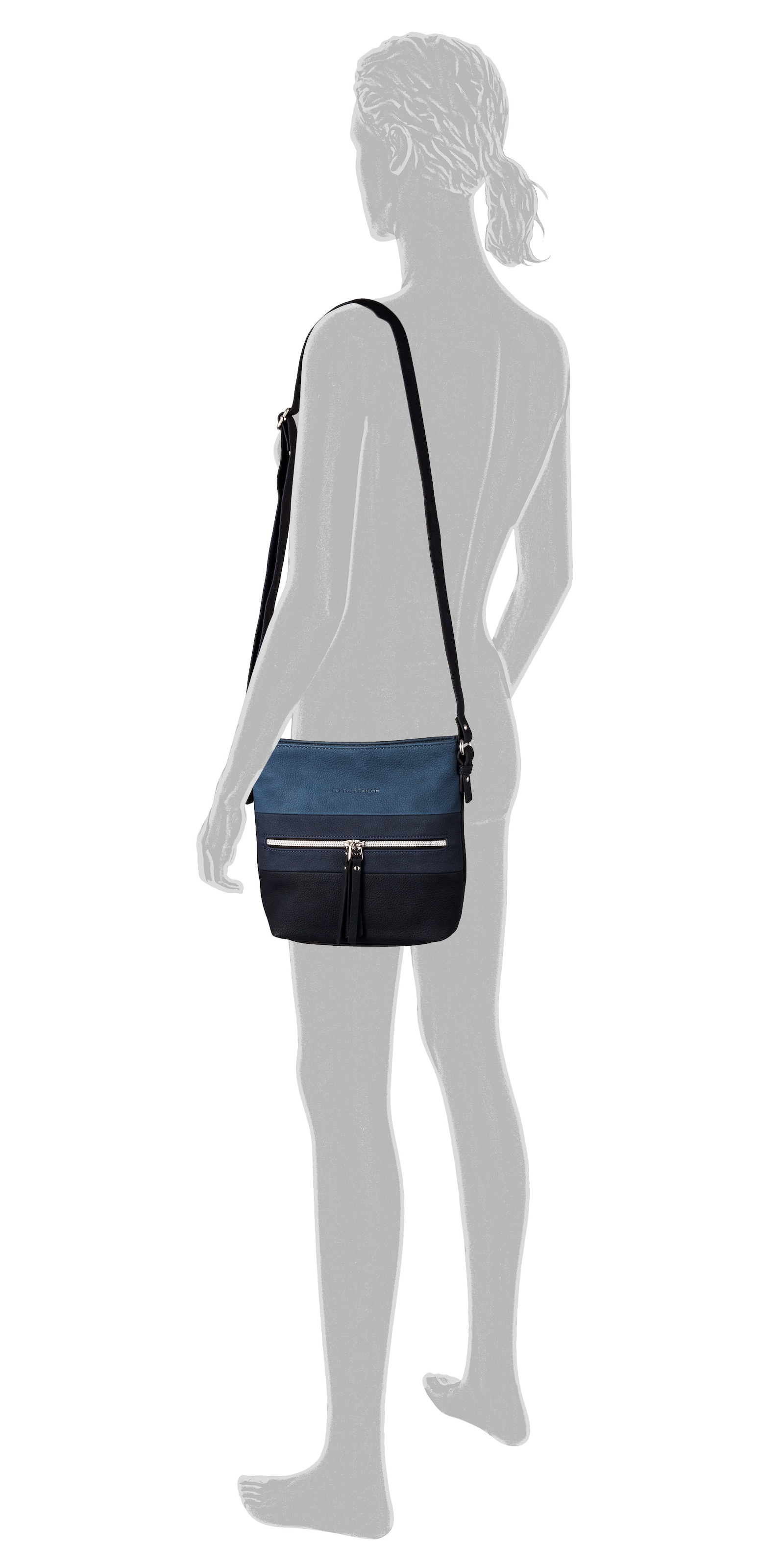 TOM TAILOR Umhängetasche »Ellen«, schönes Color Blocking, hochglänzender Reißverschluss-Eyecatcher