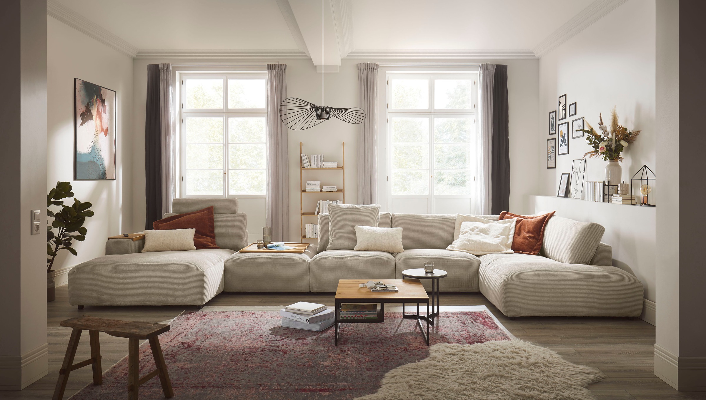 Musterring Wohnlandschaft »Lucia U-Form«, Cord-Bezug, inklusive Kopfstütze, Gesamtbreite 524 cm