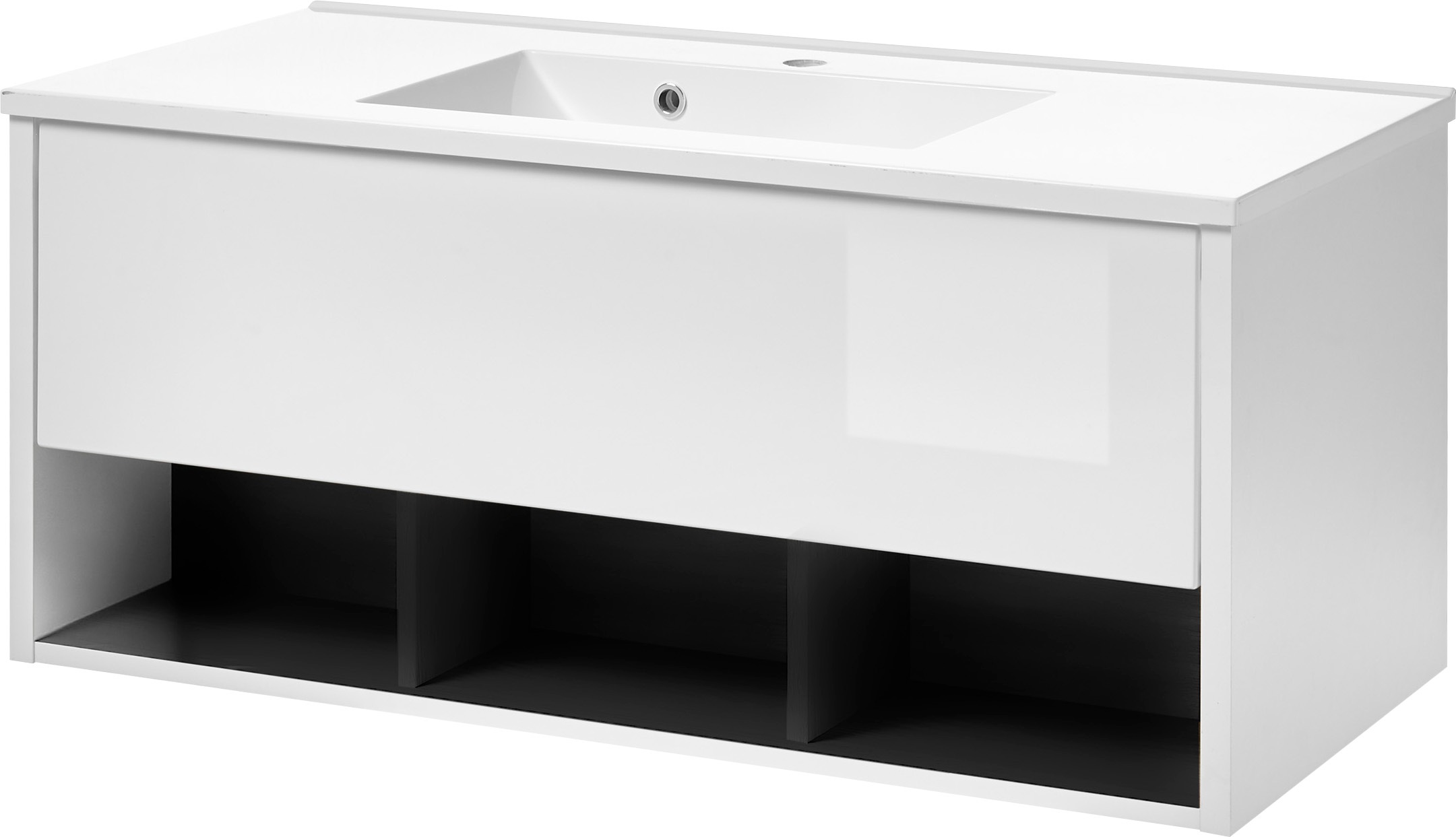 PLACES OF STYLE Badmöbel-Set »Studio Line, Bad im modernen Design, 2-teiliges Badezimmer« in 2 Farben und 2 Spiegelformen lieferbar, 2 Stk. tlg.