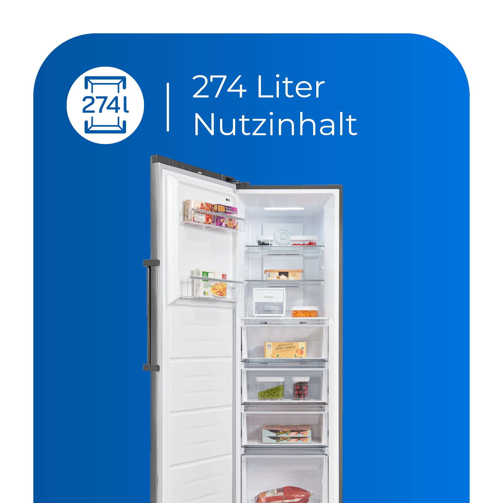 exquisit Gefrierschrank »GS295--H-040E inoxlook-az«, 185 cm hoch, 60 cm breit, Türanschlag wechselbar