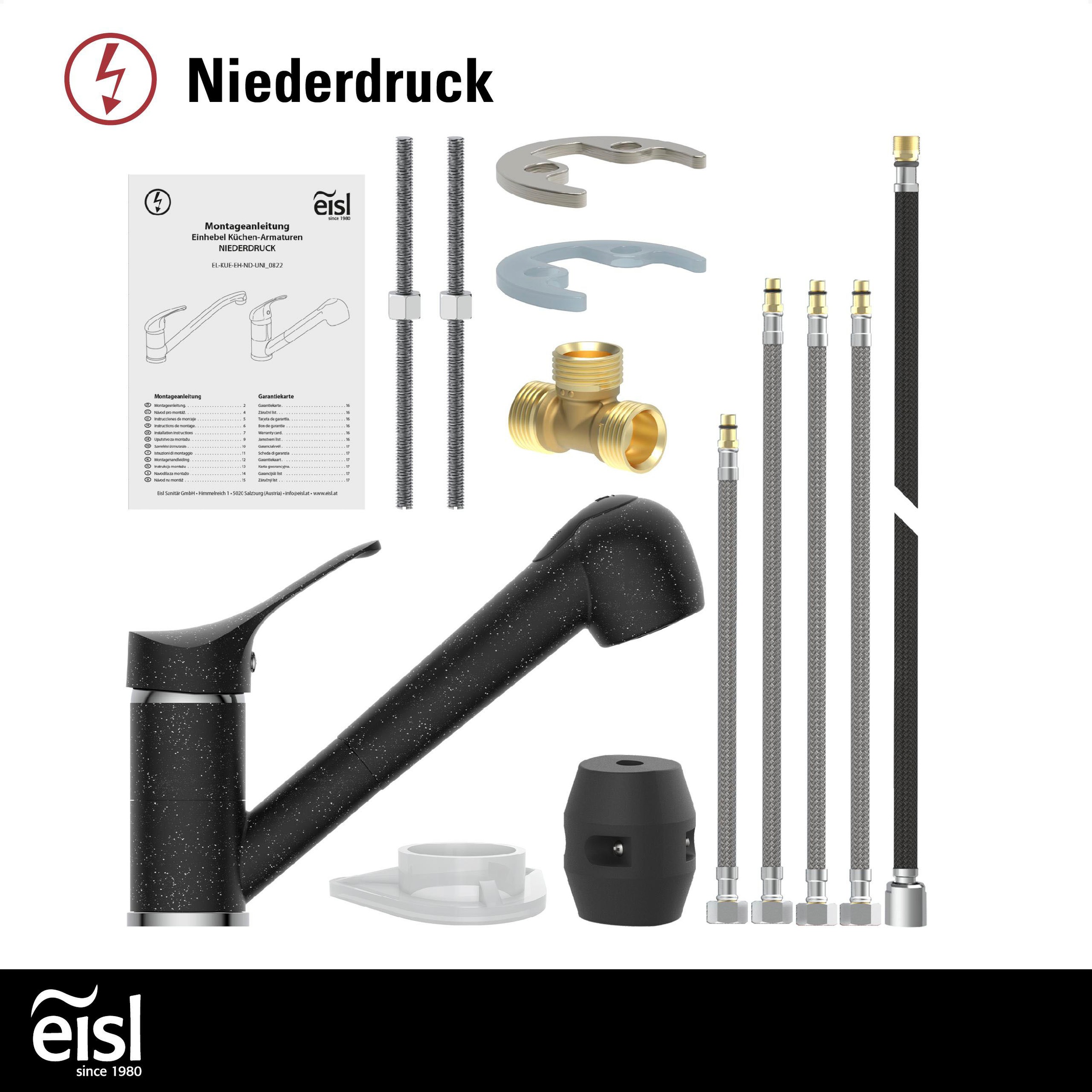 Eisl Spültischarmatur »GRANIT« Niederdruck, herausziehb., 2-fach verstellb., 90° schwenkbar