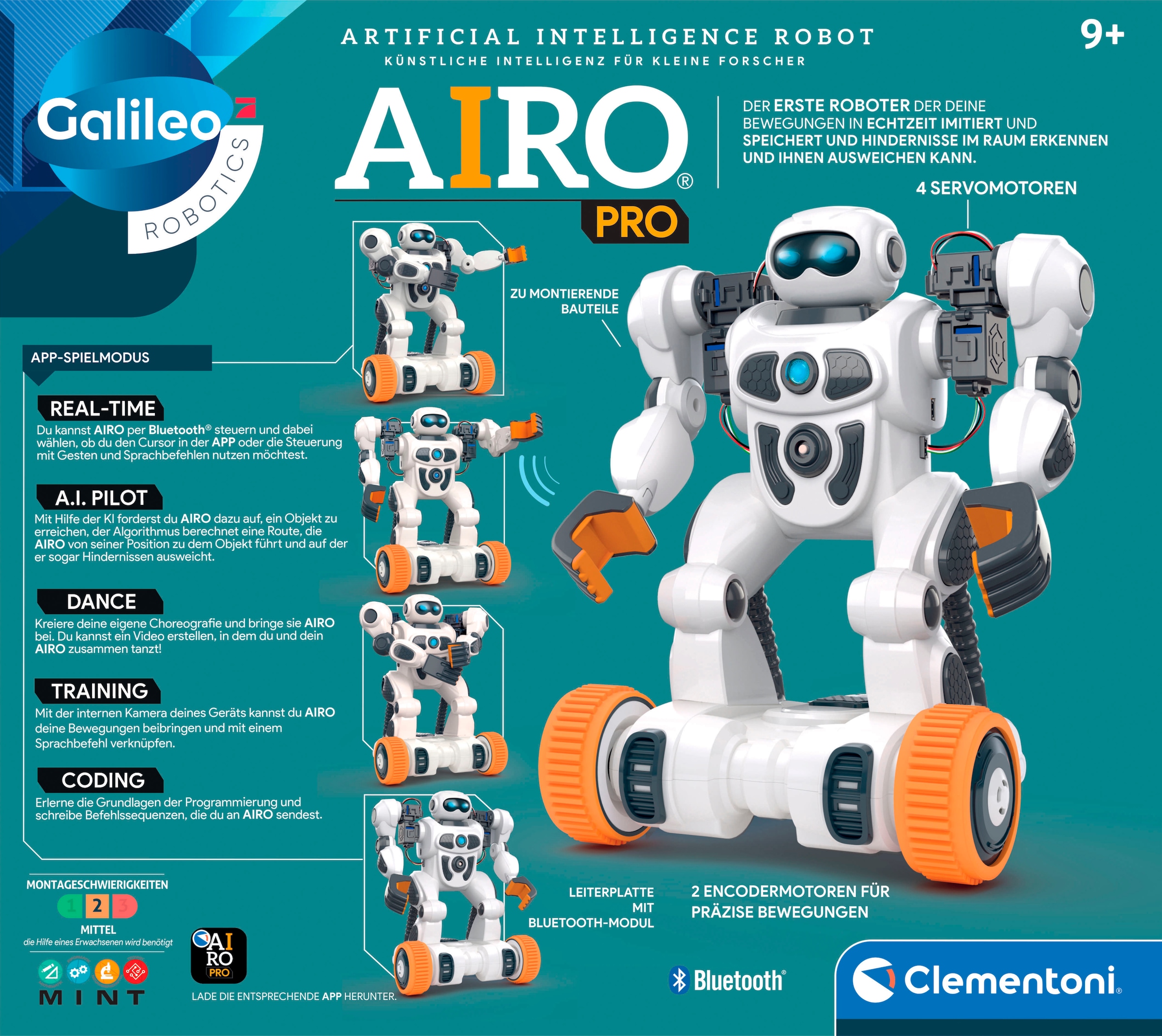 Clementoni® Roboter »Galileo Robotics, AIRO PRO - Artificial Intelligence Roboter« mit künstlicher Intelligenz