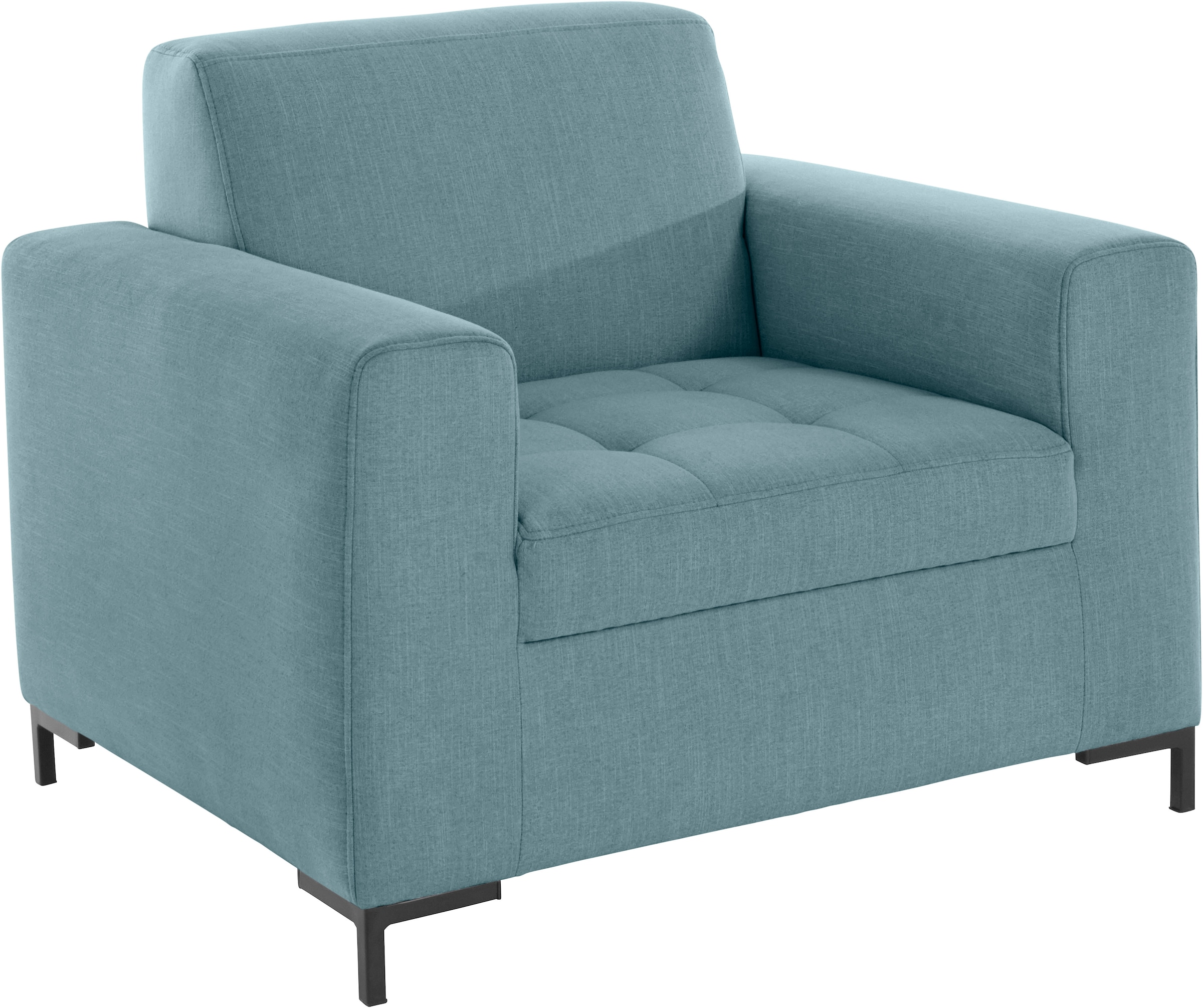 OTTO products Sessel »Grazzo Loungesessel, moderne Sitzheftung, bequemer Einzelsessel«, hochwertige Stoffe aus recyceltem Material, Steppung im Sitzbereich