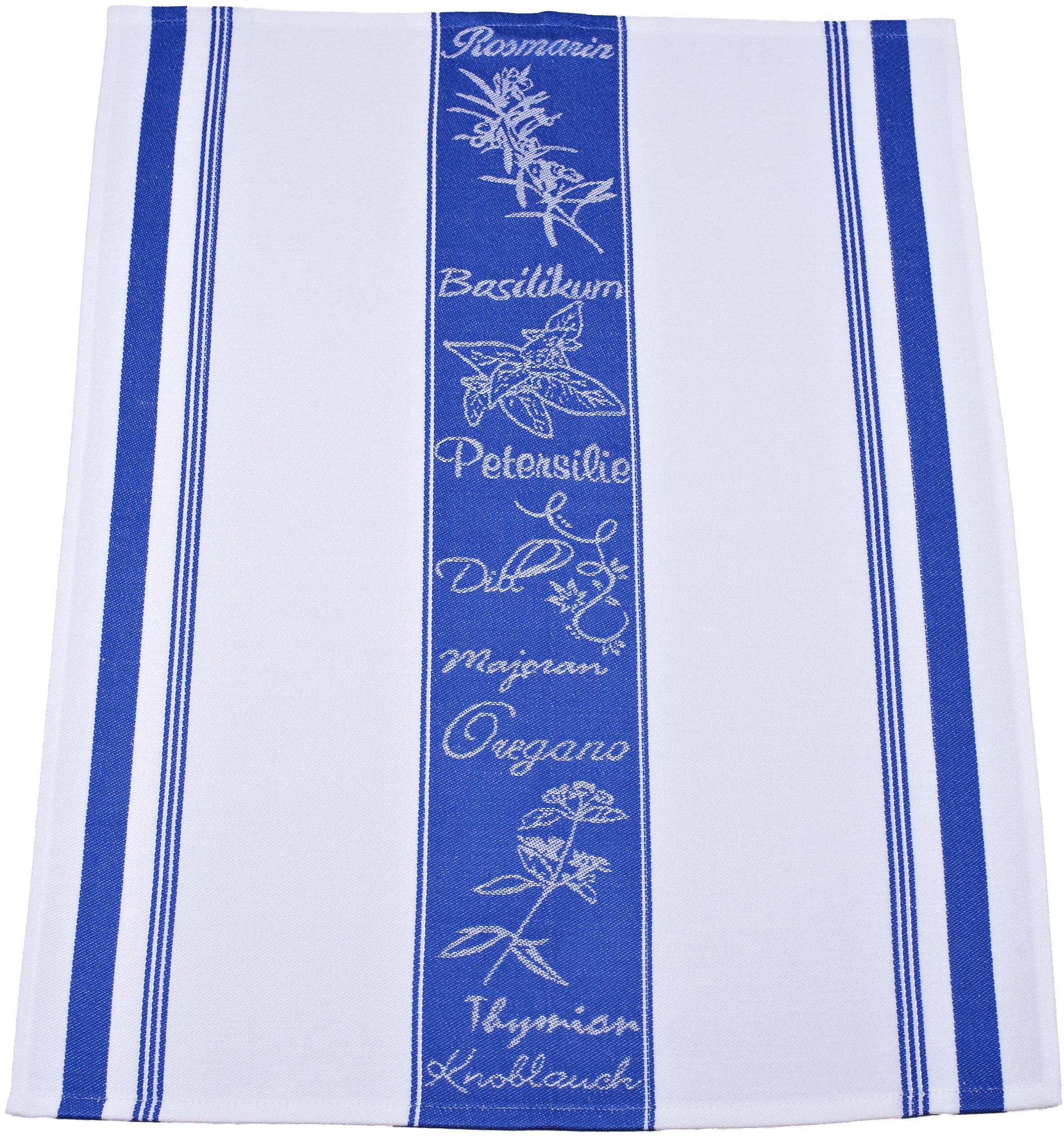 ROSS Geschirrtuch »Exclusiv«, (Set, 3 tlg.), 1x Küchen-Frottiertuch (Streifen) und 2 Geschirrtücher (Gartenkräuter)