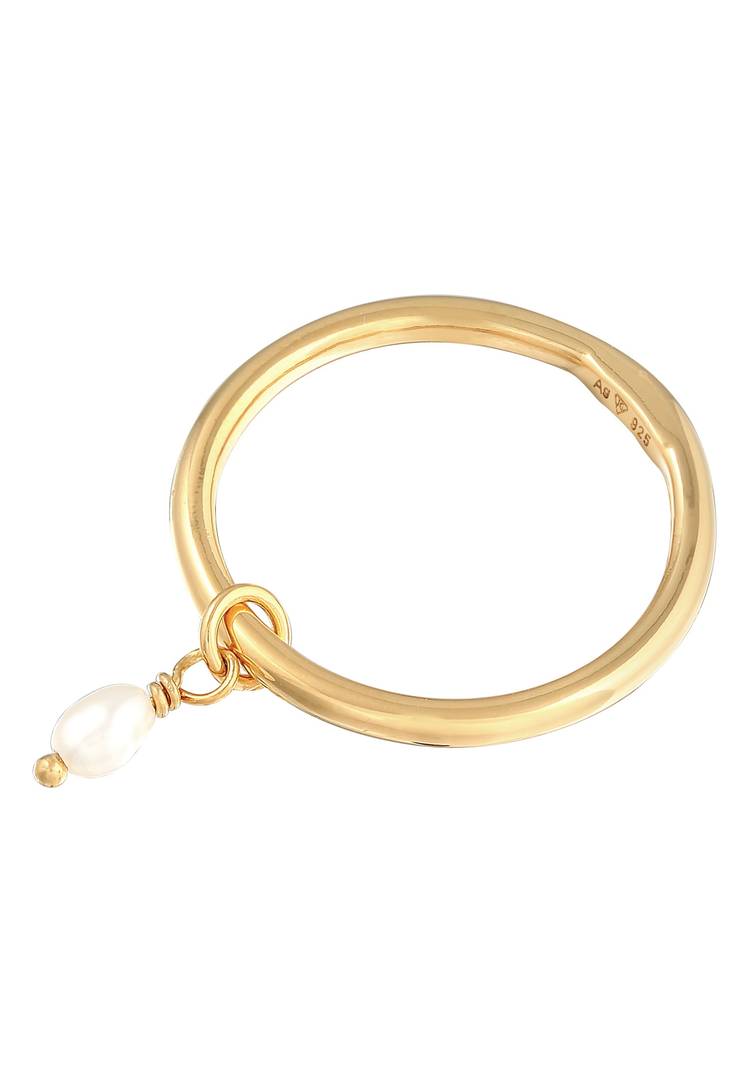 Elli Perlenring »Ring Bandring Stapelring Perle Basic 925 Ring«
