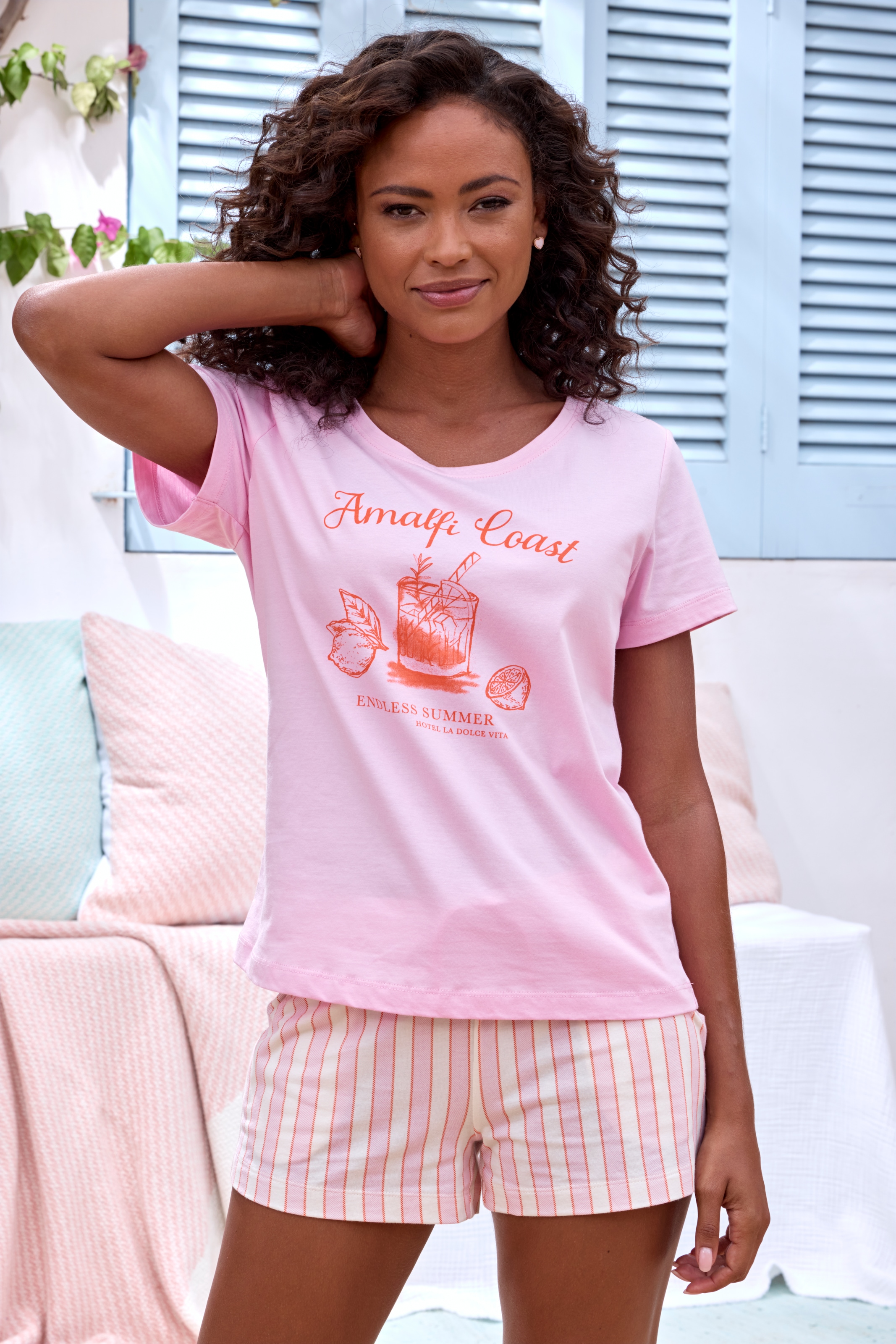Vivance Dreams Shorty, (Set, 2 tlg.), mit zartem Streifenmuster