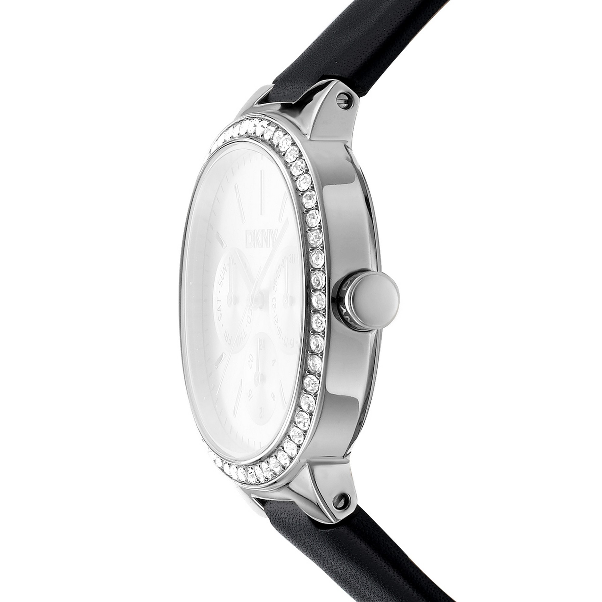DKNY Quarzuhr »Evening« Armbanduhr, Damenuhr, Lederarmband, analog, Tag