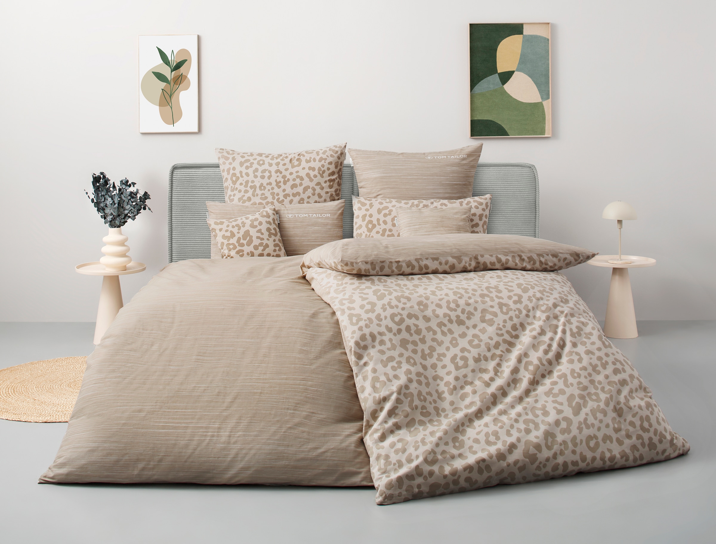 TOM TAILOR HOME Bettwäsche »Ellja in Gr. 135x200 oder 155x220 cm, Leo Design, Bettwäsche-Set« 3 Stk. 100% Baumwolle, Animal Print, Marken-Bettwäsche mit Reißverschluss