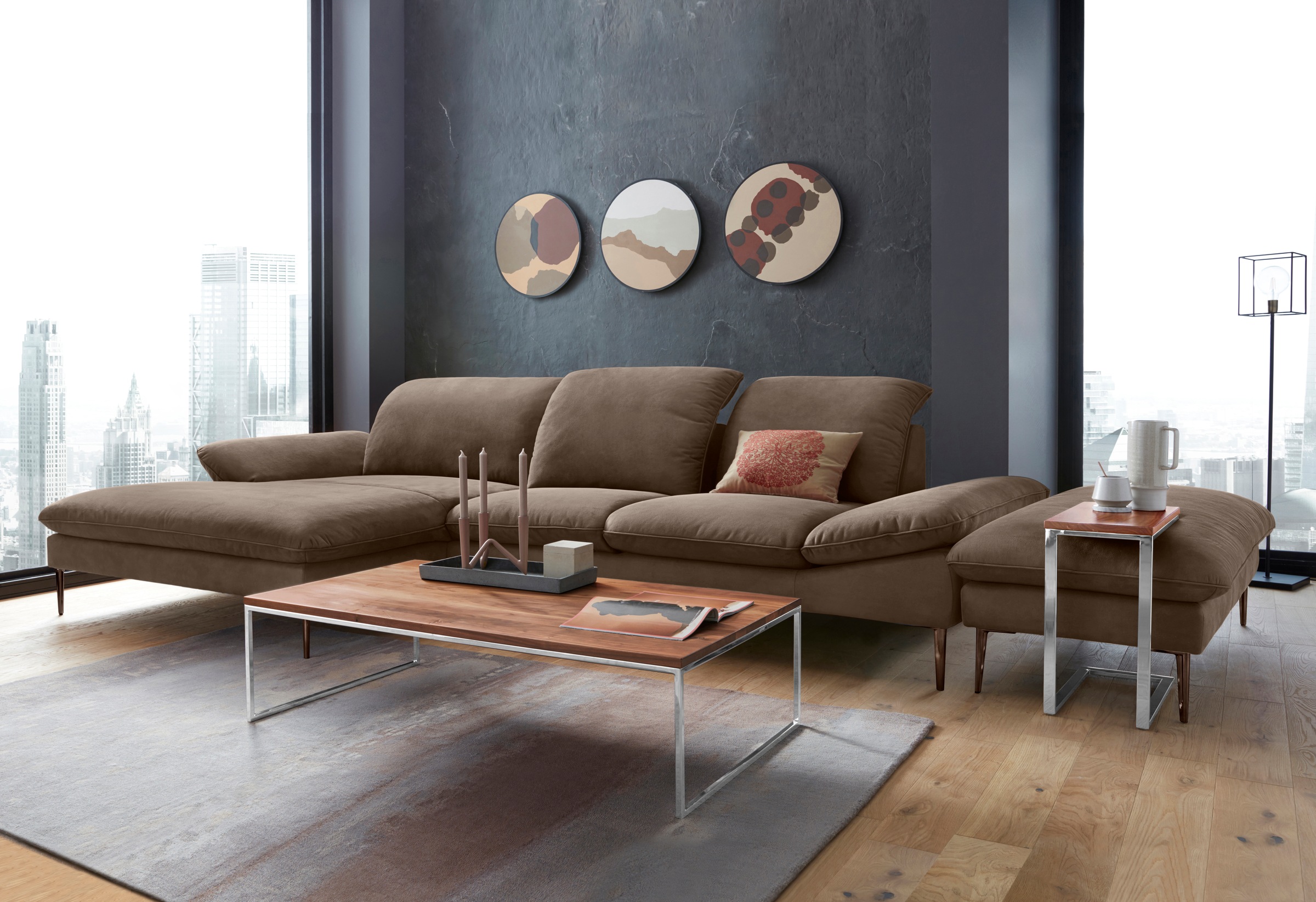 W.SCHILLIG Ecksofa »enjoy&MORE, Designsofa, bequem, elegant und zeitlos, L-Form«, Sitztiefenverstellung, Füße bronze pulverbeschichtet, Breite 340 cm