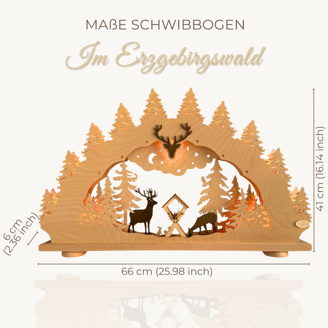 Weigla LED Schwibbogen »Im Erzgebirgswald, Lichterbogen aus Holz, NATUR«