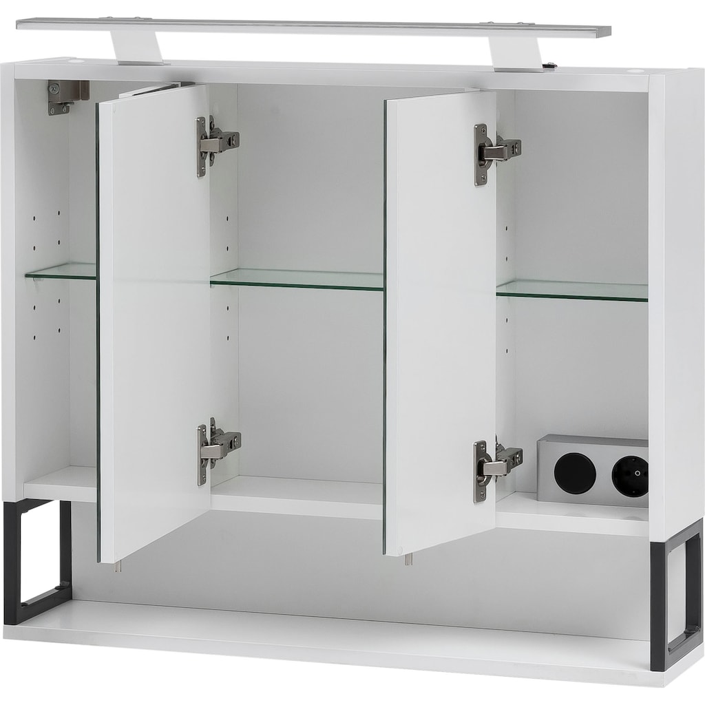 Schildmeyer Spiegelschrank »Limone«, Breite 70 cm, 3-türig, LED-Beleuchtung, Schalter-/Steckdosenbox