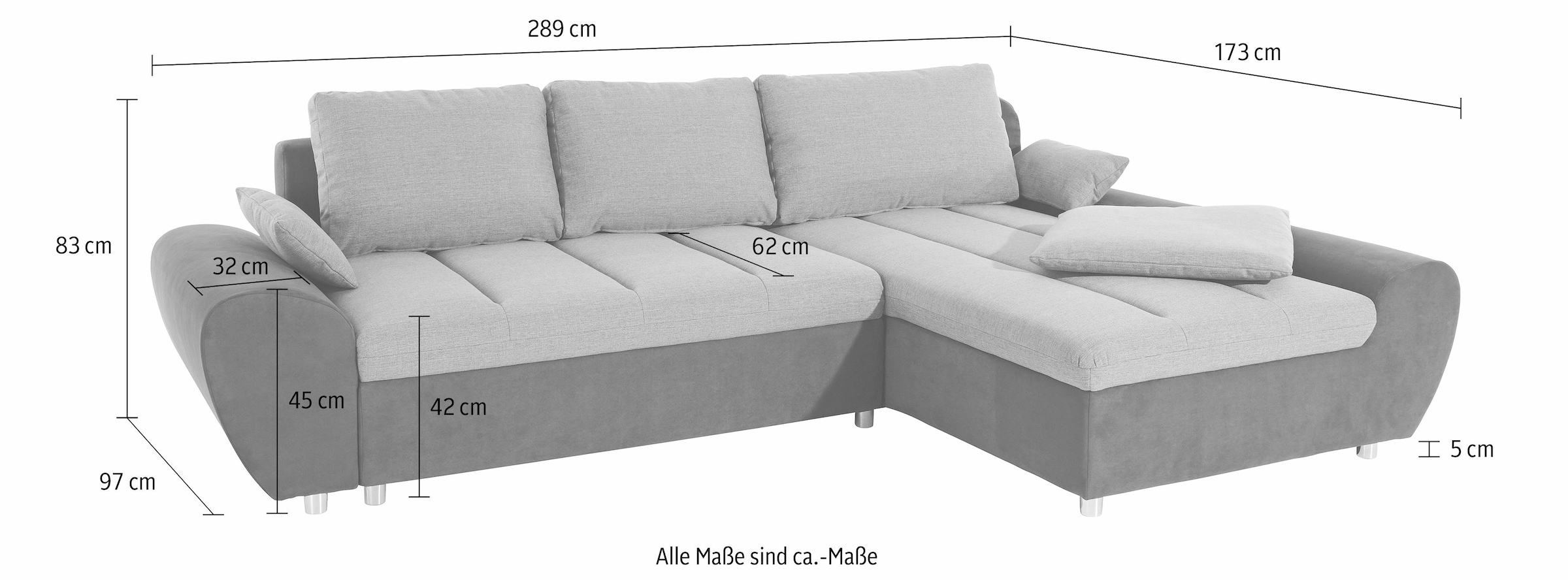 sit&more Ecksofa »Bandos L-Form«, in 2 unterschiedlichen Größen, wahlweise mit Bettfunktion