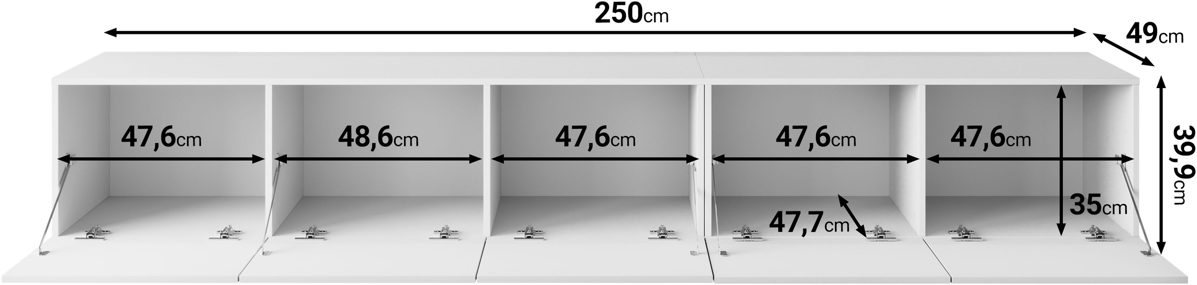 OTTO home Lowboard »Denver 250 cm für bis zu 98-Zoll TVs - Weltmeisterschaft im XXL Format« Wahlweise mit oder ohne offenes Fach in der Mitte