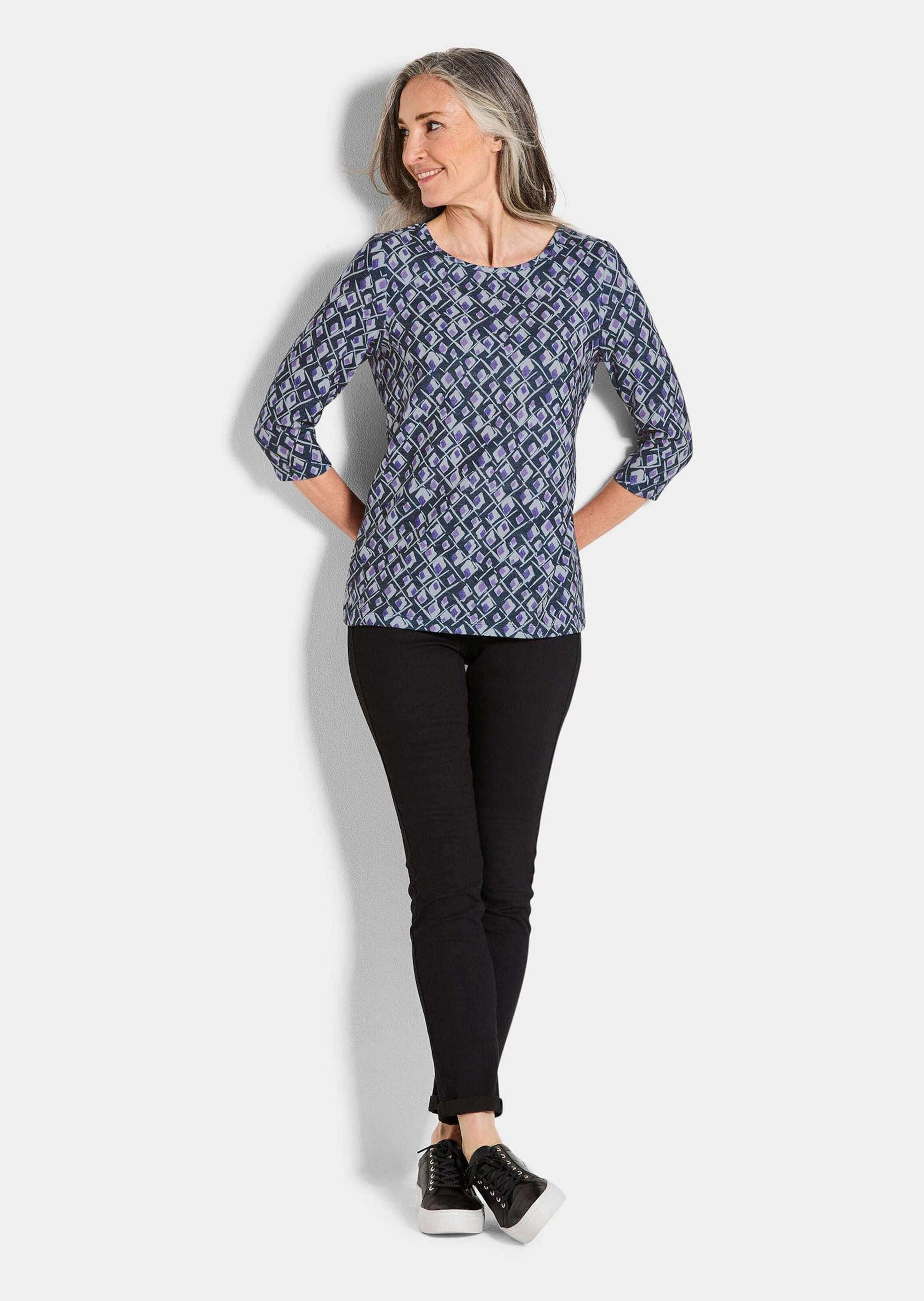 GOLDNER Print-Shirt »Halbarm Viskoseshirt im Allover-Design«