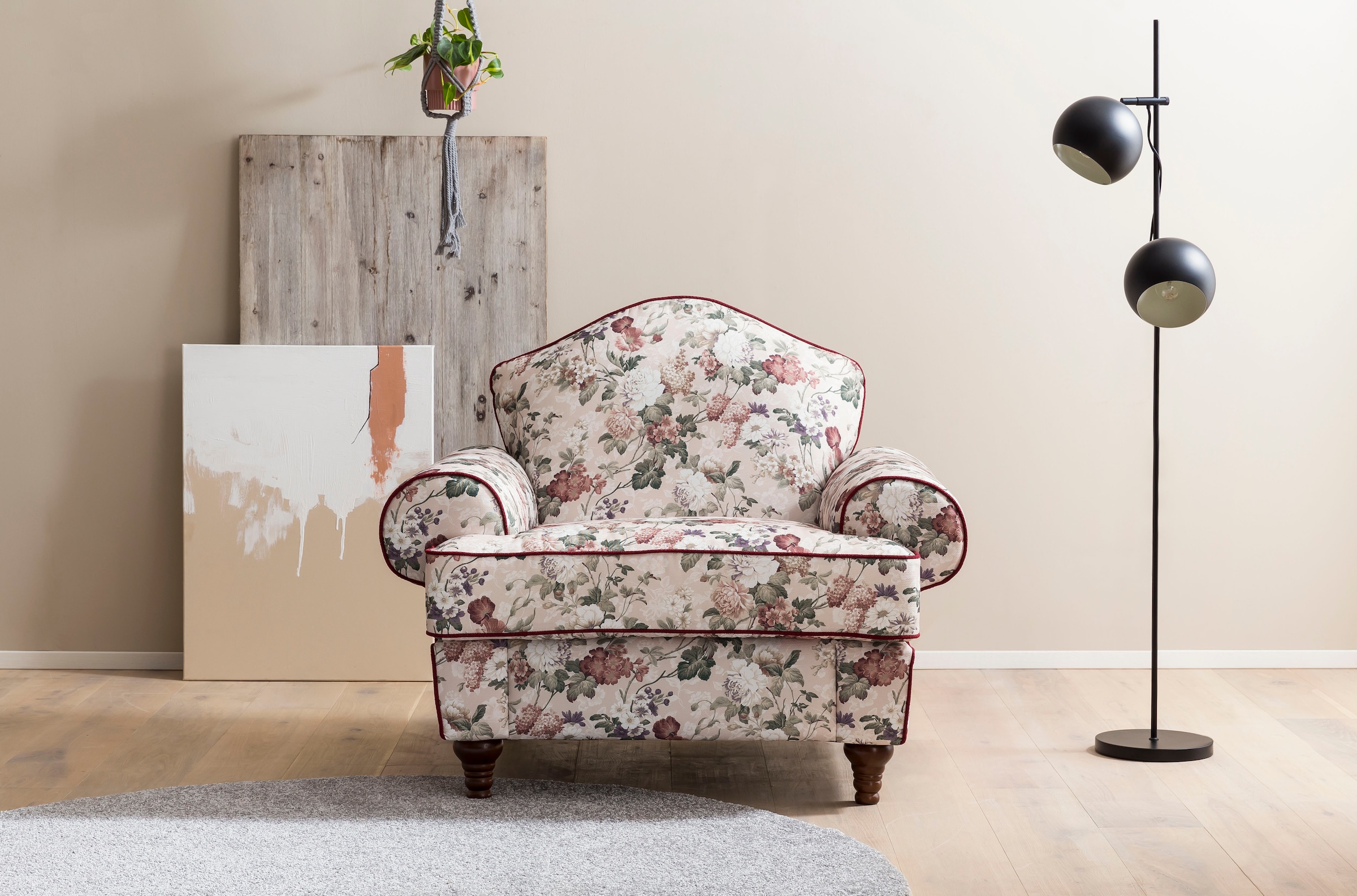 Home affaire Sessel »LUCIENNE«, mit gedrechselten Füßen aus Holz bequem  kaufen