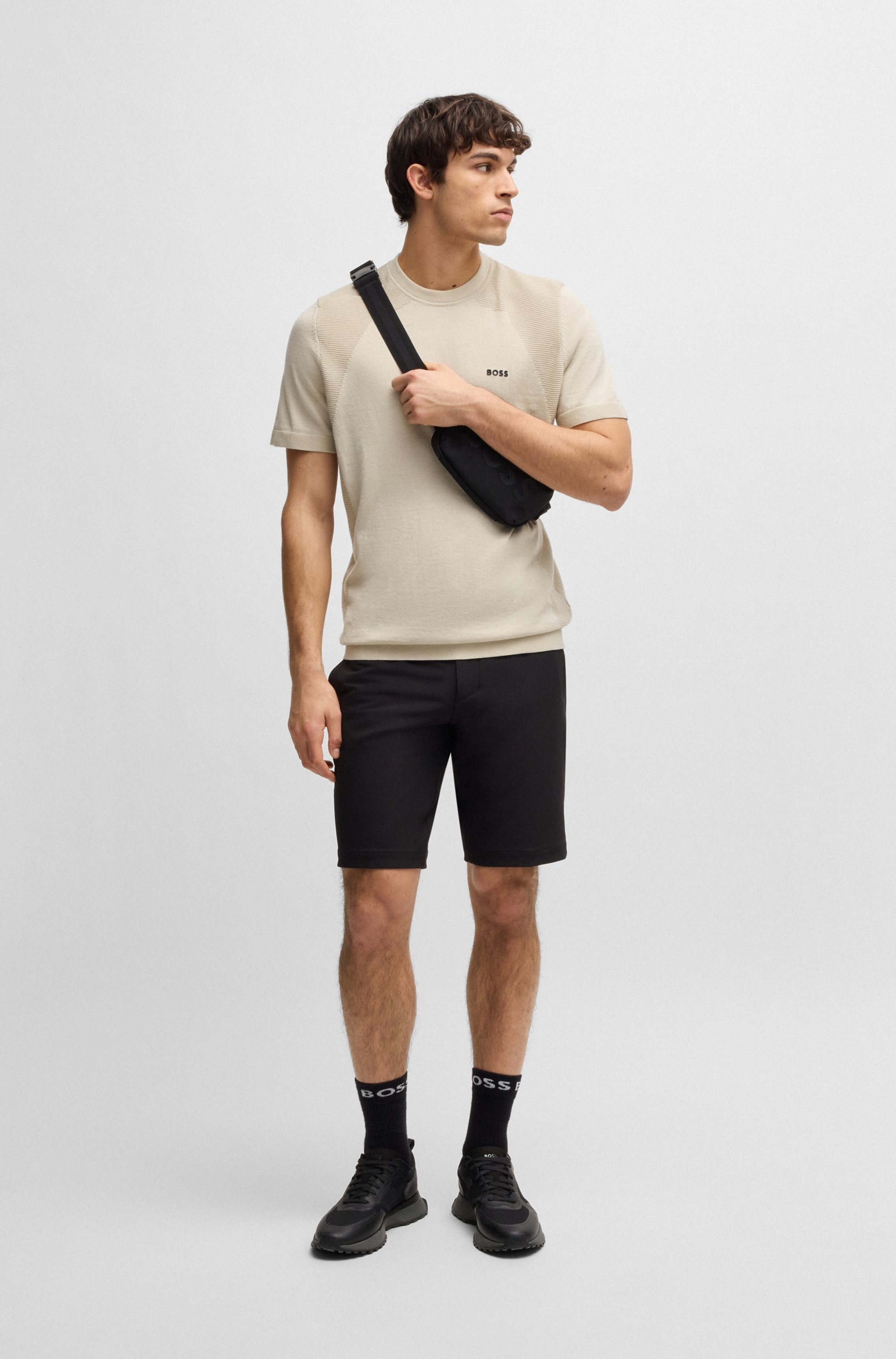 BOSS GREEN Rundhalspullover »Momentum_Lite_T24«, mit Strukturmix
