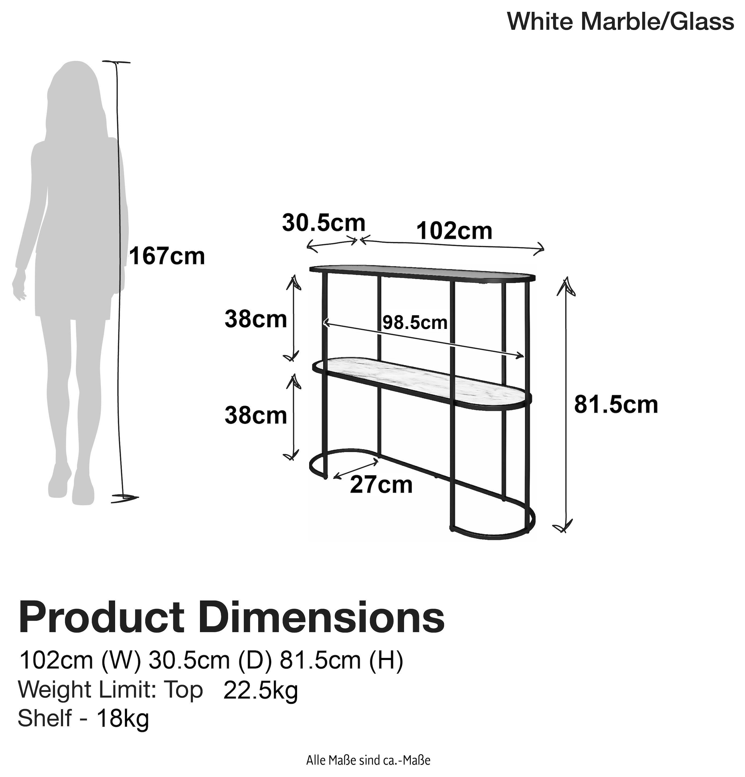 Dorel Home Konsolentisch »Moon«, (1 St.), mit Tischplatte aus geriffeltem Glas, FSC®- Holz, Höhe 82 cm