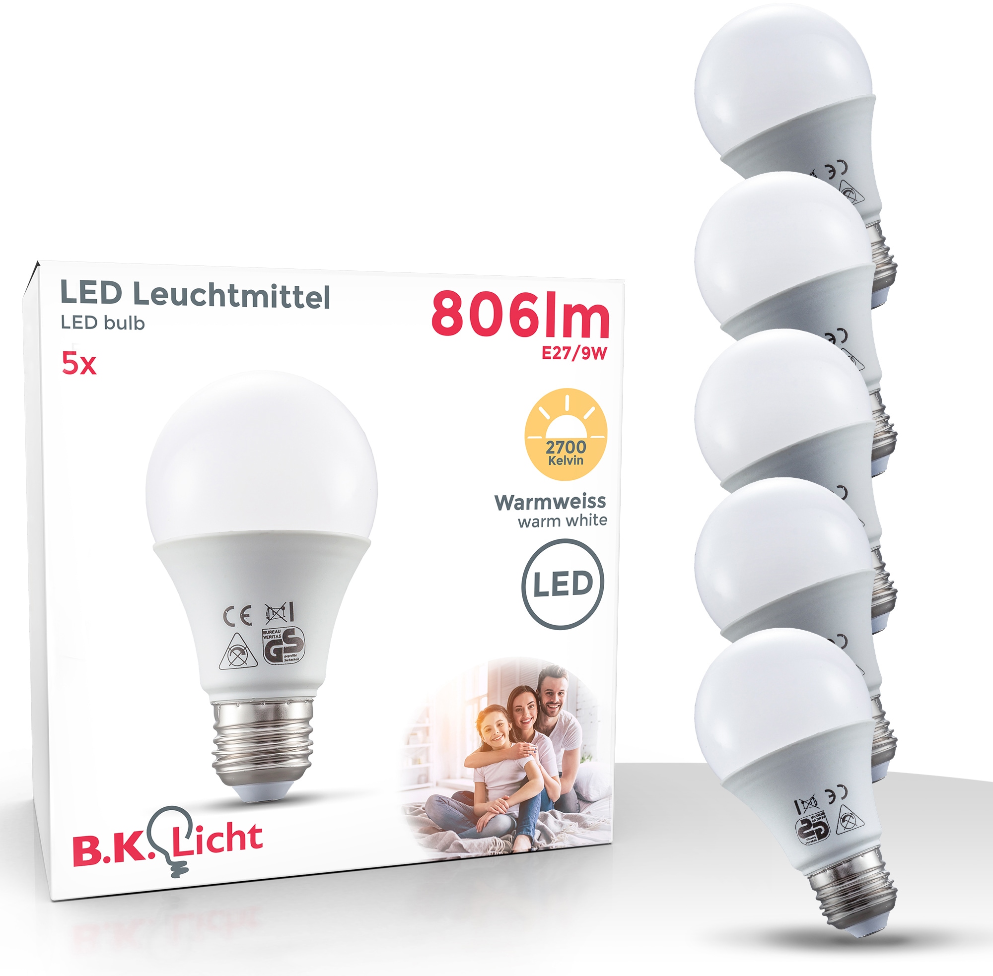 B.K.Licht LED-Leuchtmittel, E27, 5 St., Warmweiß, LED Lampe Glüh-Birne SET  9W 806 Lumen warmweiß 3.000K Energiesparlampe auf Raten kaufen