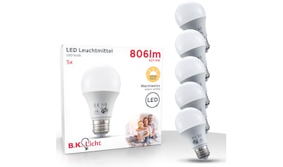 B.K.Licht LED-Leuchtmittel, E27, 5 St., Warmweiß, LED Lampe Glüh-Birne SET 9W 806... kaufen