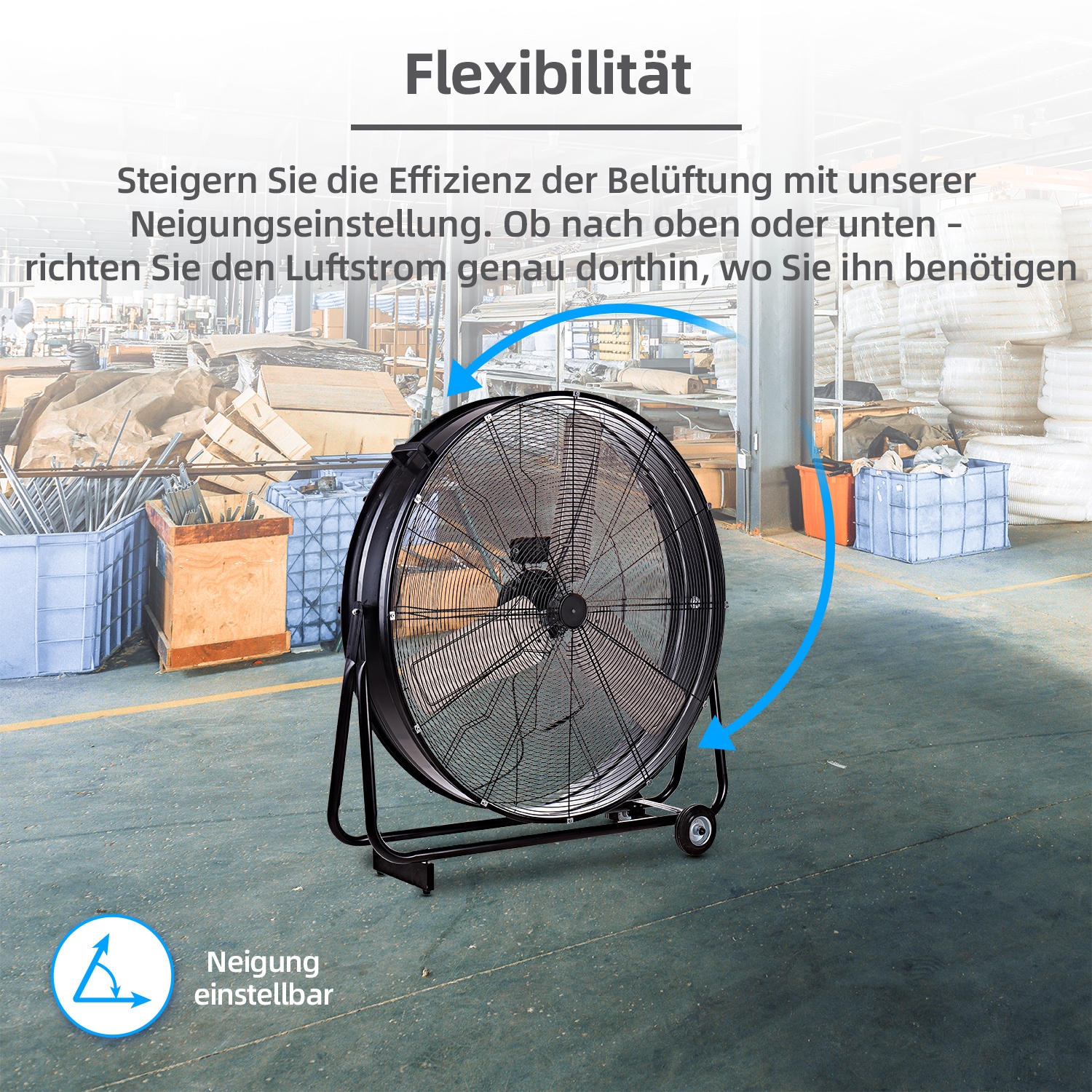 be cool Windmaschine »Industrie-Windmaschine 90cm BCIWM90CM schwarz«, fahrbarer, Vollkupfermotor, Aluminium-Rotor, Spinnennetz-Schutzgitter