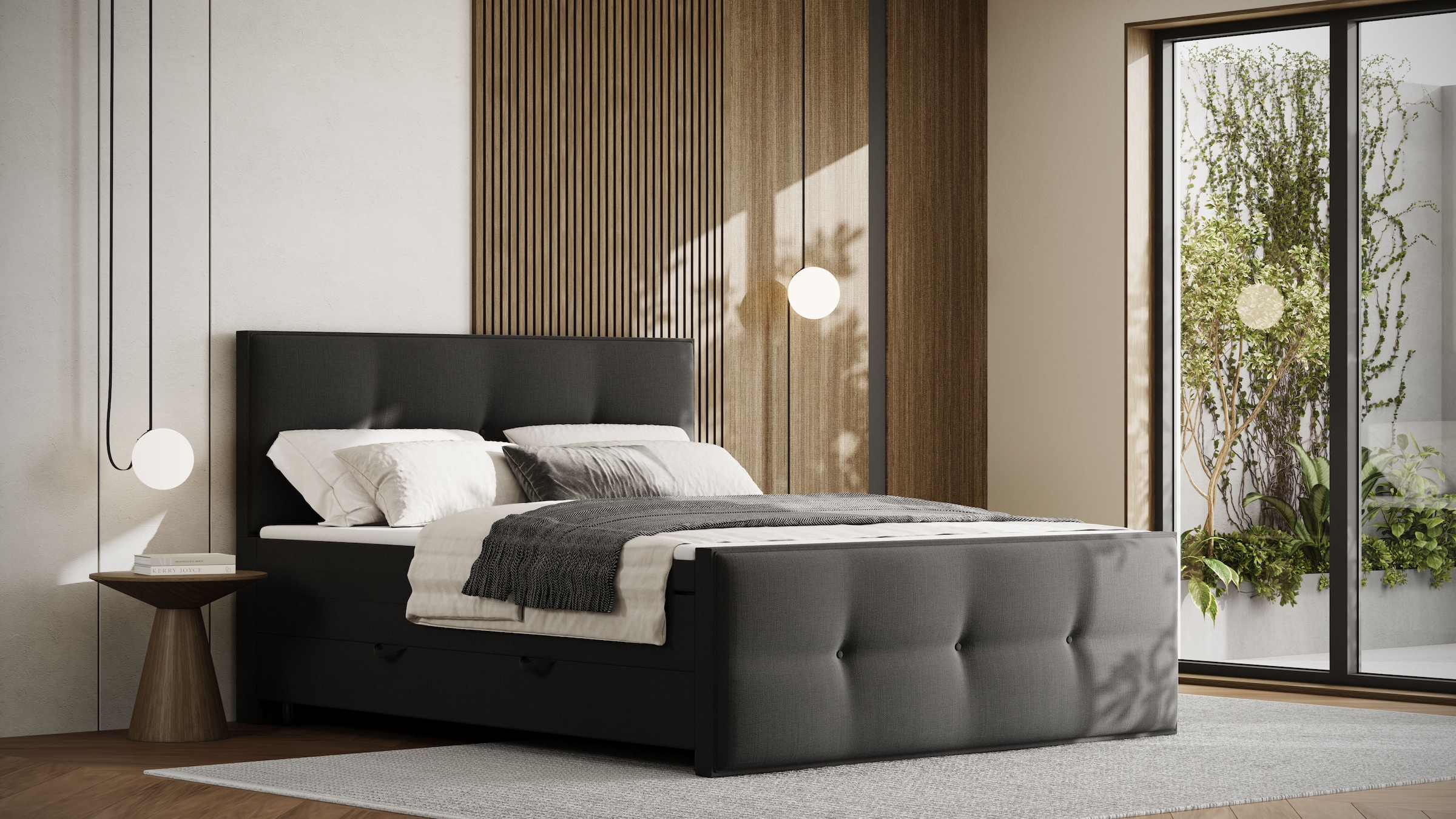 FORTE Boxspringbett »Eve inkl. zwei Bettkästen und Kaltschaum Topper« und einer 7-Zonen-Tonnentaschen-Federkernmatratze (H3)