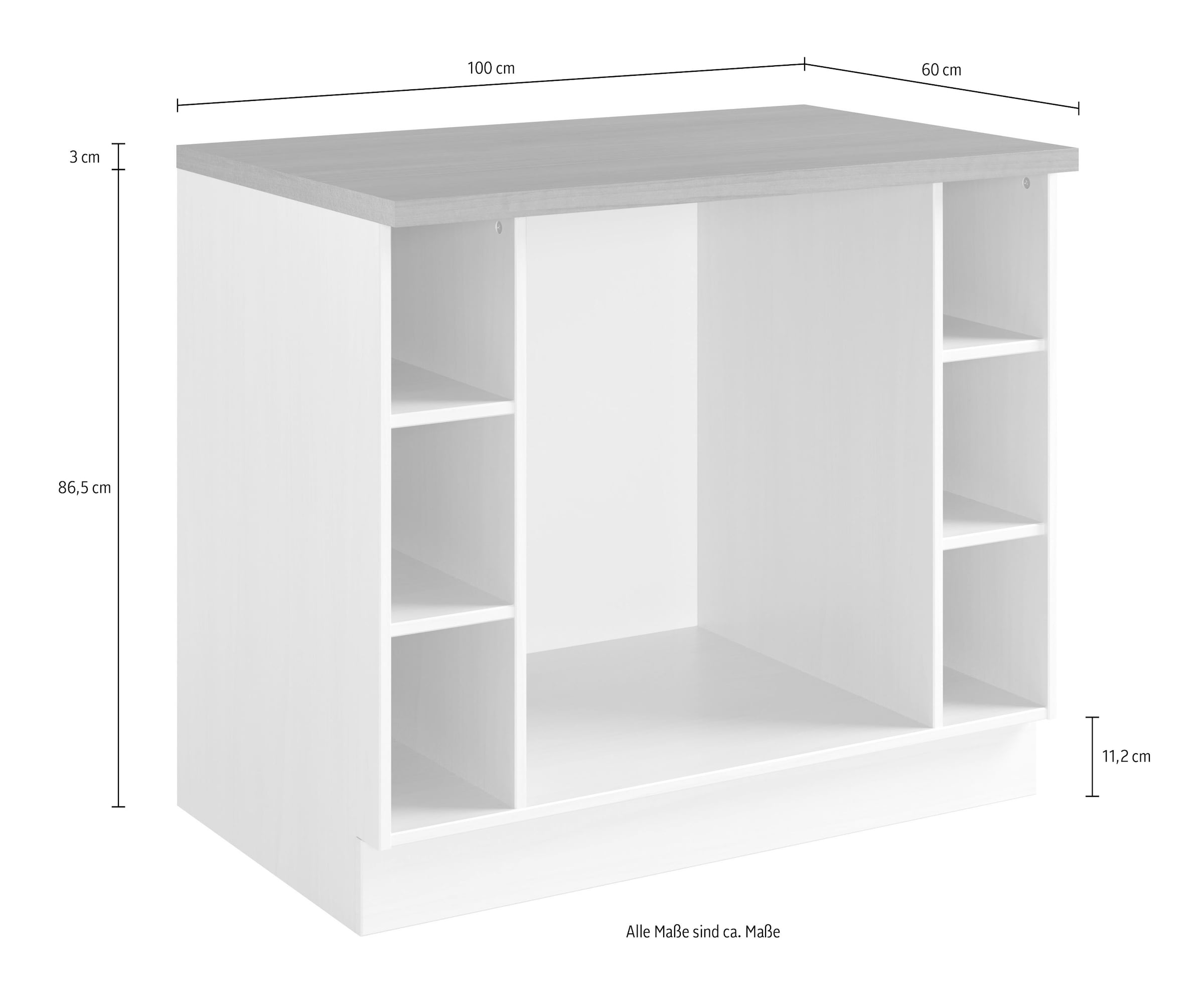 Home affaire Herdumbauschrank »Teramo« Breite 100 cm, seitlich je 3 offene Fächer