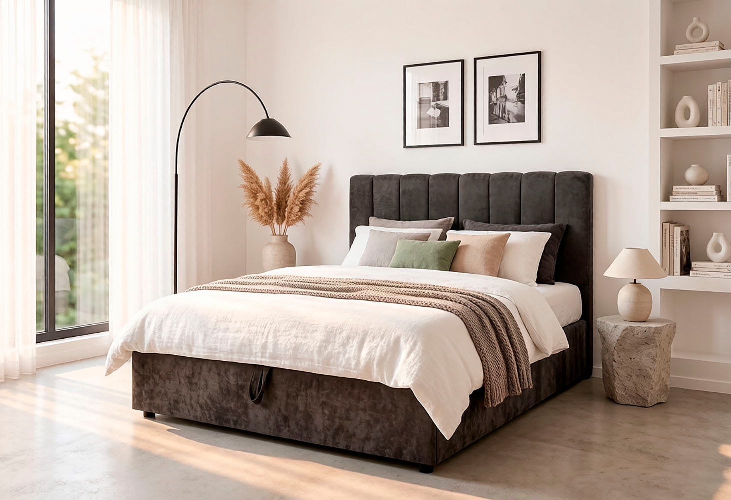 OTTO home Boxbett »HAILEYY, Polsterbett mit Bettkasten, inkl. Taschenfederkernmatratze H3« mit Kaltschaumtopper, Chenille-Bezug, 140x200 & 180x200 cm