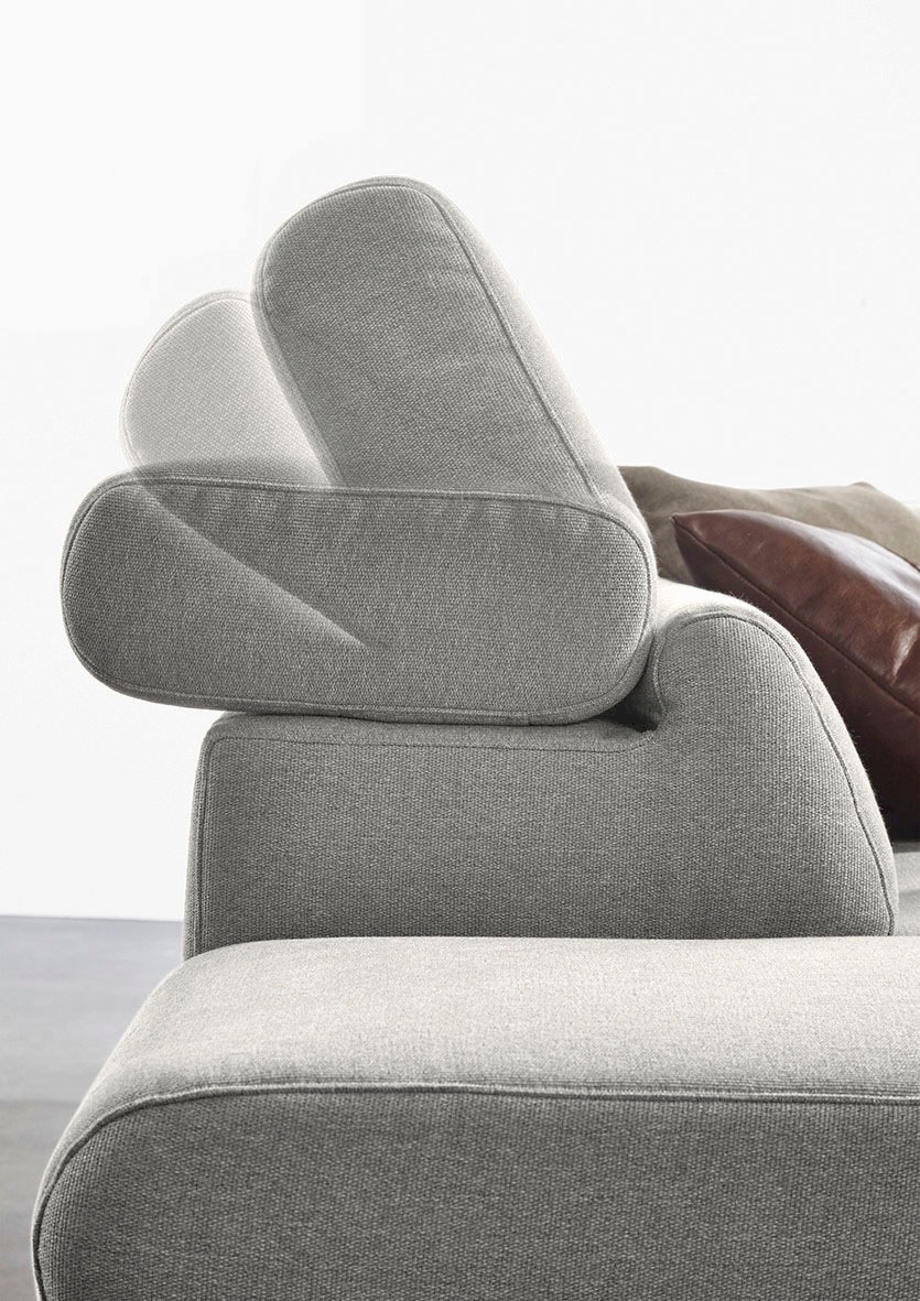 W.SCHILLIG Ecksofa »finn, Designsofa mit tollem Sitzkomfort, bequem, L-Form«, German Design Award 2016, Fußgestell Nussbaum natur, Breite 281 cm