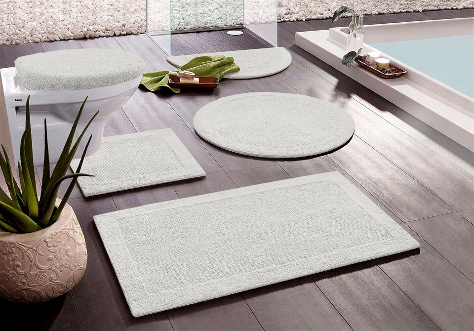 my home Badematte »Kapra, Badvorleger, Badezimmer Teppich«, beidseitig nutzbar-fußbodenheizungsgeeignet-strapazierfähig, mit Bordüre, Badteppich, Badematte