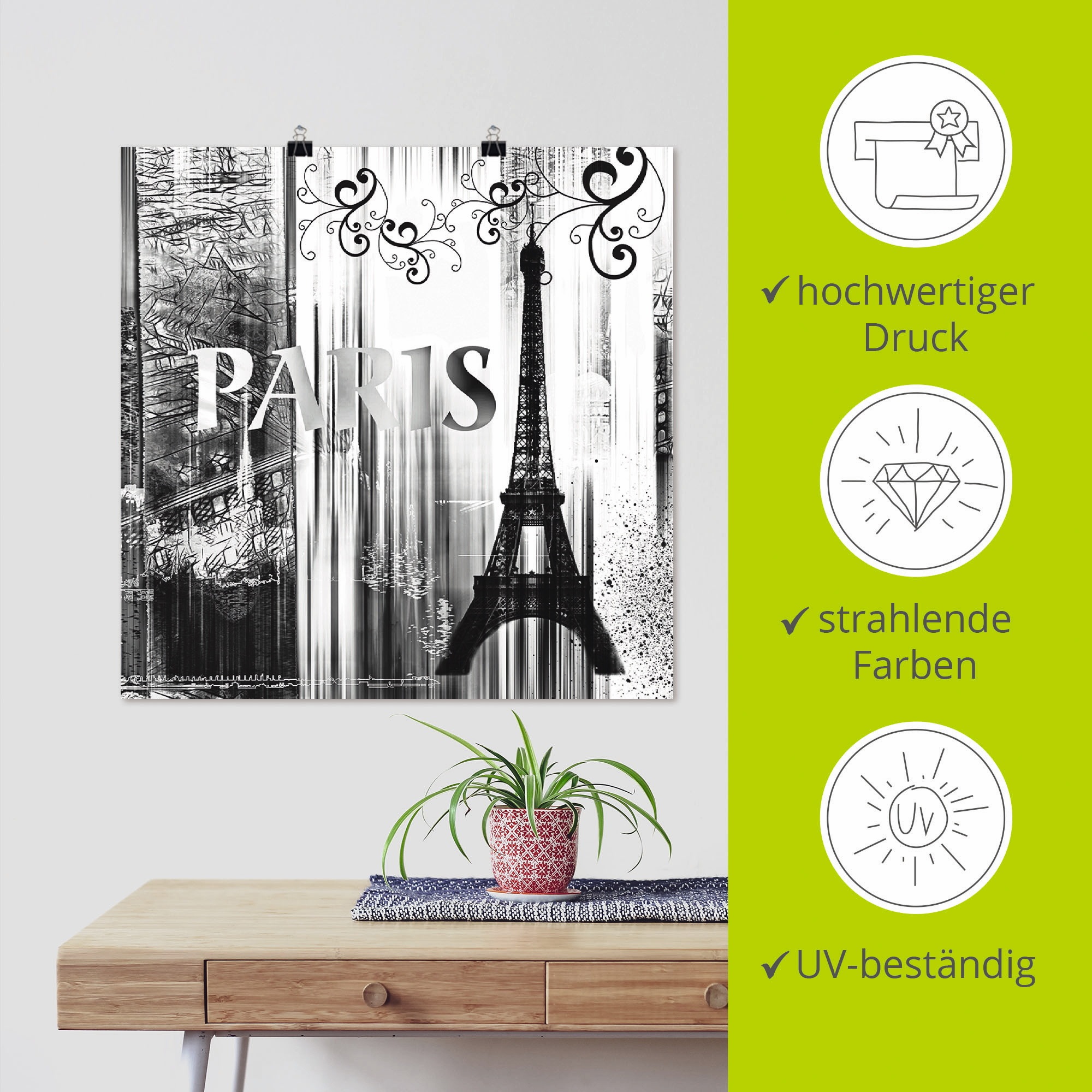 Artland Poster »Paris Weltstadt - Abstrakte Collage 04«, Gebäude, (1 St.), als Leinwandbild, Wandaufkleber oder Poster in versch. Größen