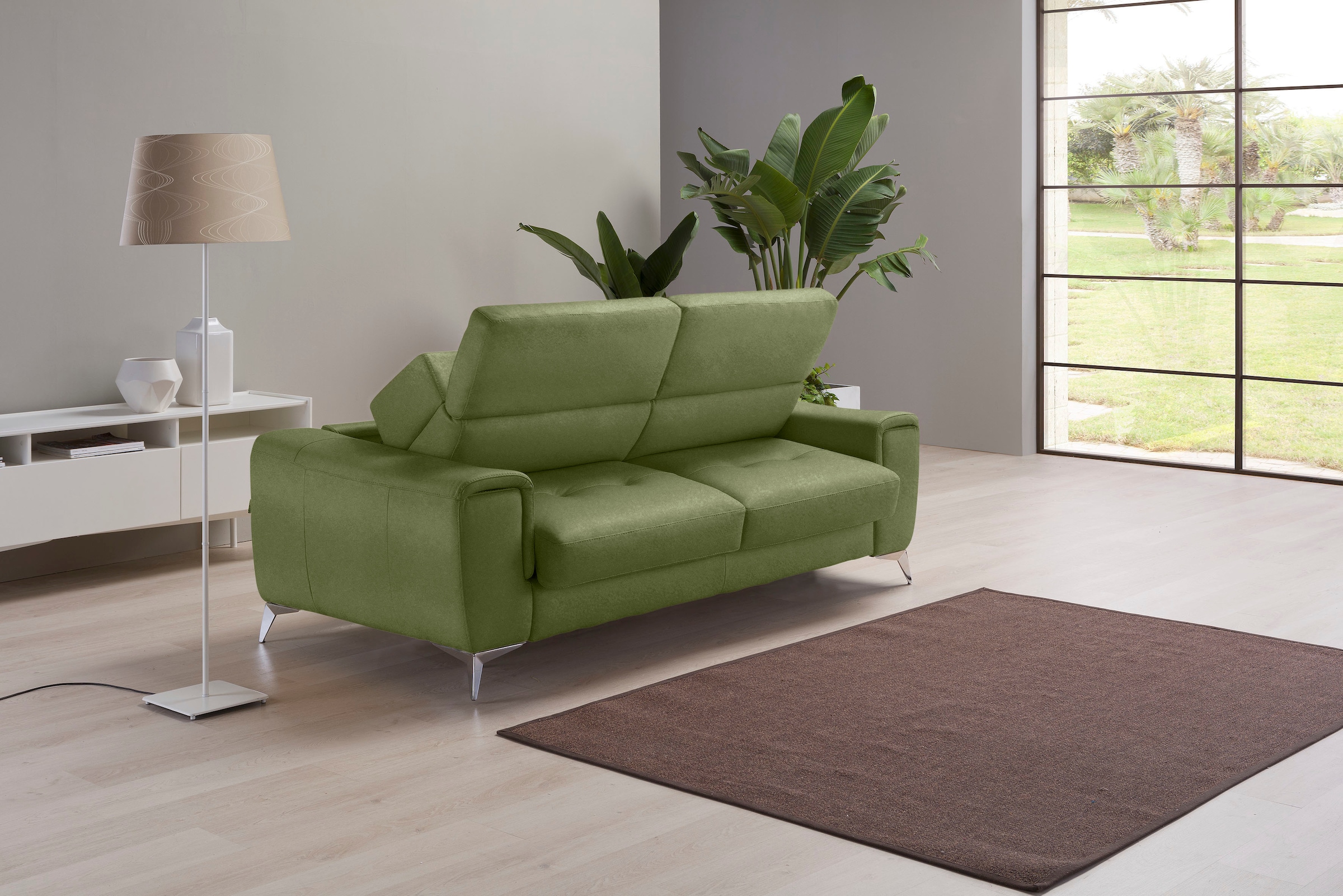 Egoitaliano Schlafsofa »Francine, Designsofa, Loungesofa mit Dauerschlaffunktion, Bettfunktion«, hochwertiger Metallbettrahmen & Matratze, Kopfteil manuell verstellbar