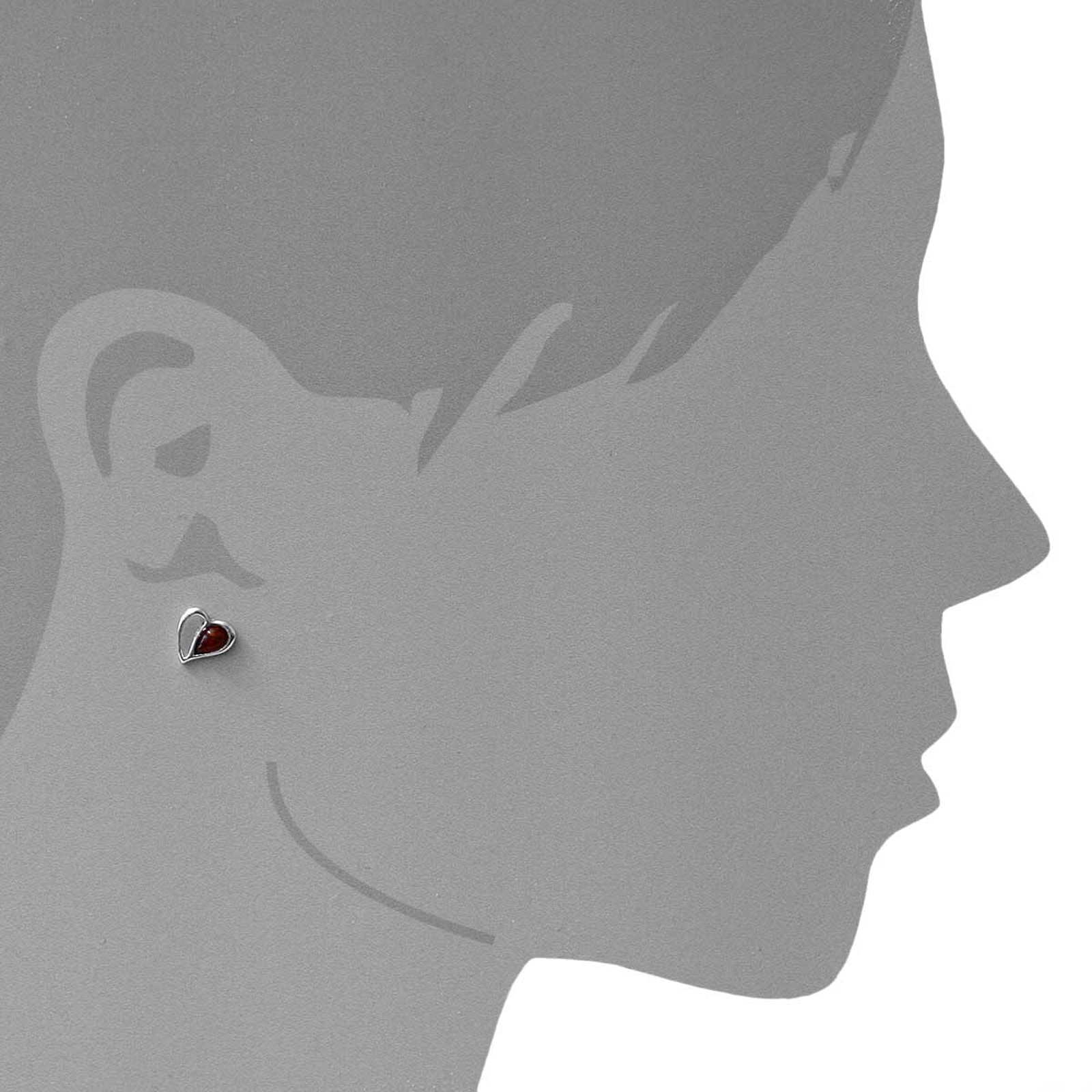 OSTSEE-SCHMUCK Paar Ohrstecker »- Herz - Silber 925/000 - Bernstein«