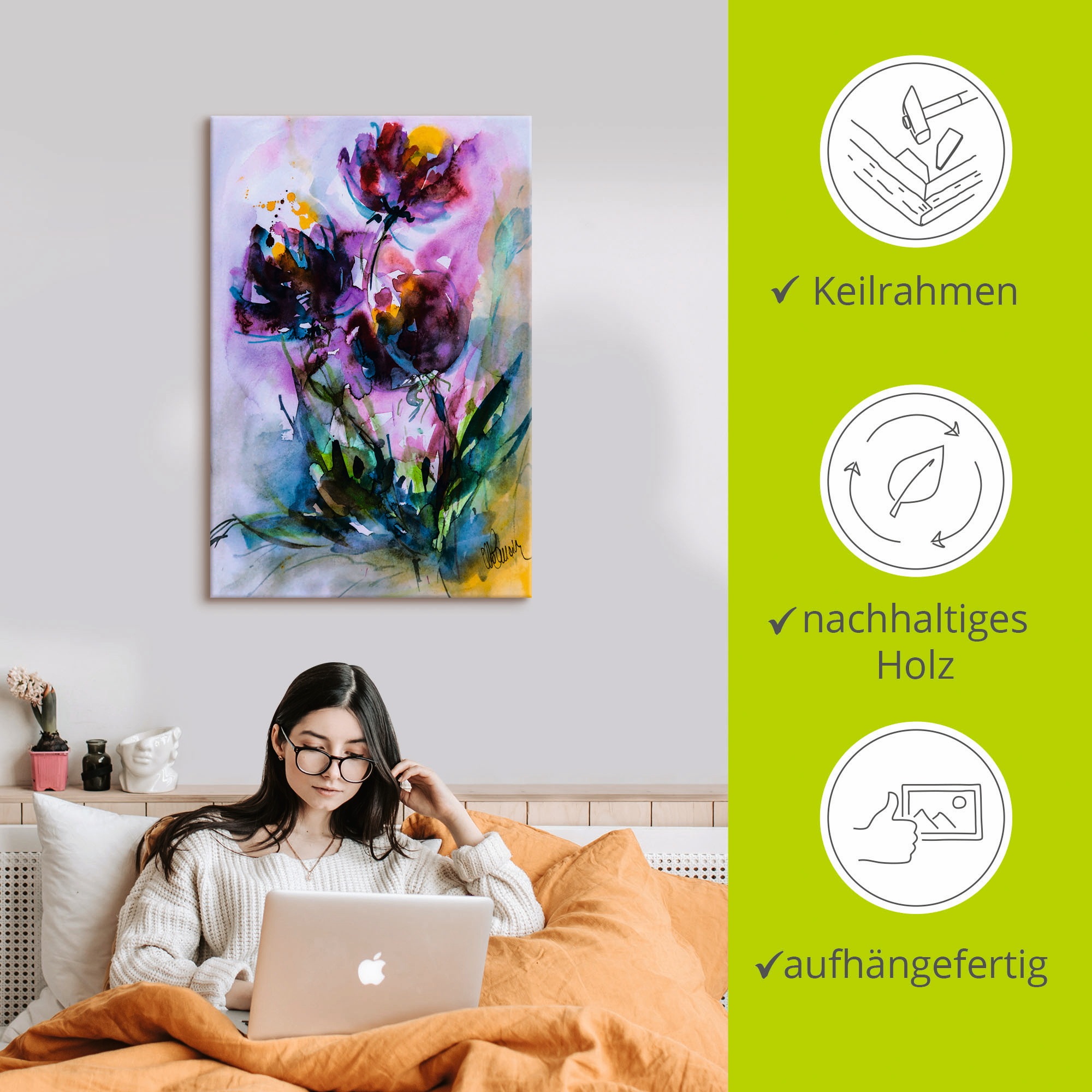 Artland Wandbild »Küchenschelle«, Blumen, (1 St.), als Alubild, Outdoorbild, Leinwandbild, Poster in verschied. Größen