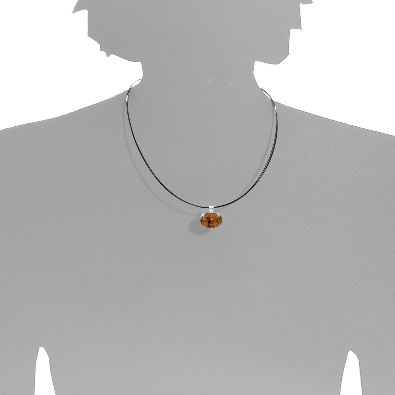 OSTSEE-SCHMUCK Collier »- Classic 18 x 13 mm - Silber 925/000 - Bernstein«