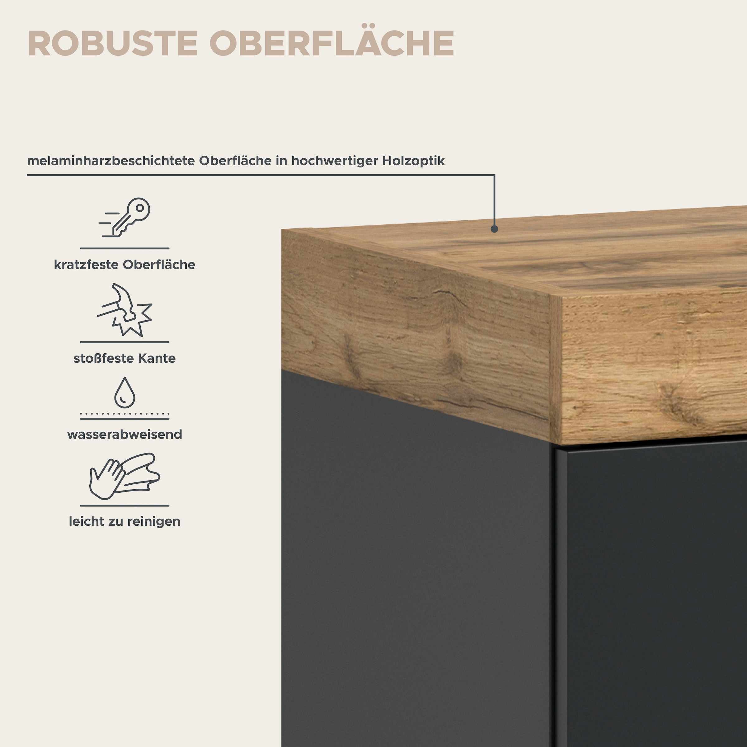 OTTO home Sideboard »MAMBO II, Breite 125 cm, 2 Türen, 3 Schubkästen« 1 Stk. tlg. Sideboard, Kommode, Wohnzimmer, Flur, Arbeitszimmer
