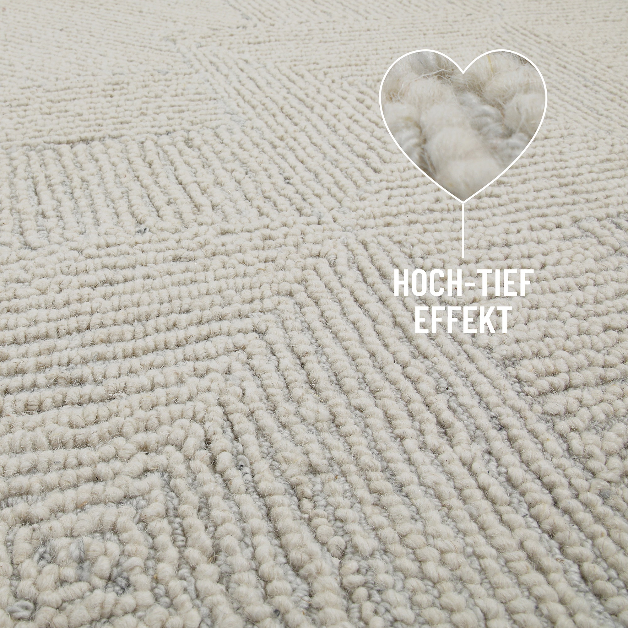 Wecon home Teppich »Hamptons THIRTYTHREE«, rund, 15 mm Höhe, Fasermix, Kurzflor, Wohnzimmer, elegant, robust, geometrisches Design
