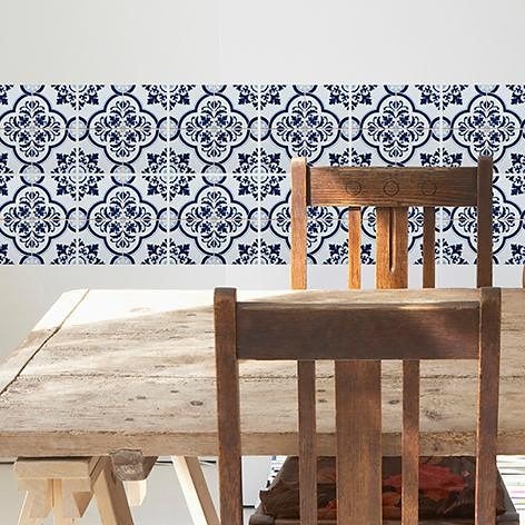 Home affaire Fliesenaufkleber »blaue Ornamente«, (Set, 12 St.), Stickerfliesen, selbstklebend, Sticker, 12er Set