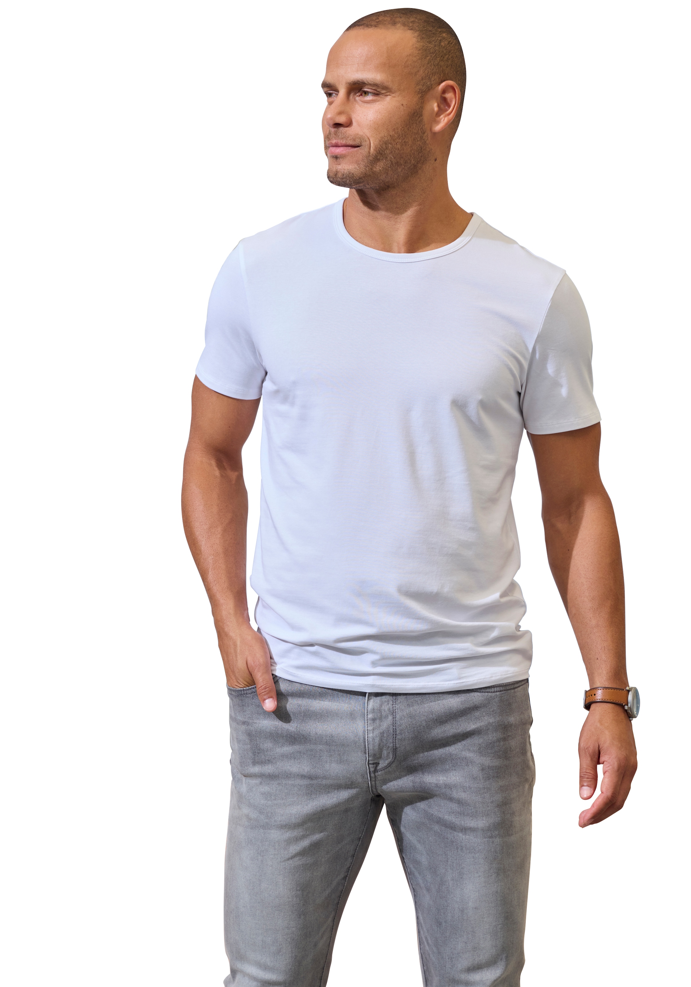 John Devin T-Shirt », Unterziehshirt« 3er-Pack,  aus elastischer Baumwollqualität