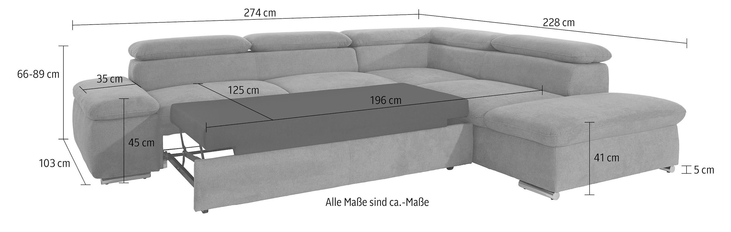 sit&more Ecksofa »Alcatraz L-Form«, wahlweise mit Bettfunktion