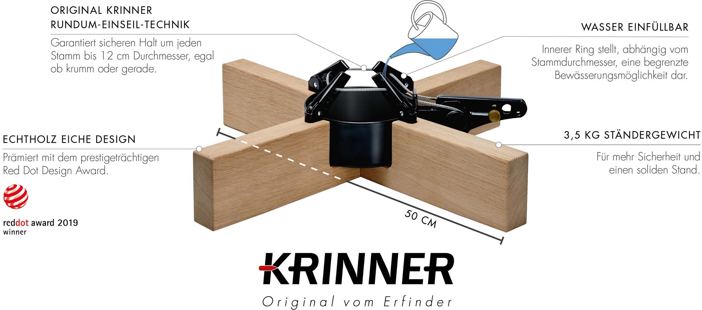 Krinner Christbaumständer »Kopenhagen Eiche, Weihnachtsdeko, Christbaumschmuck«, mit Fußhebel/- und Einseiltechnik