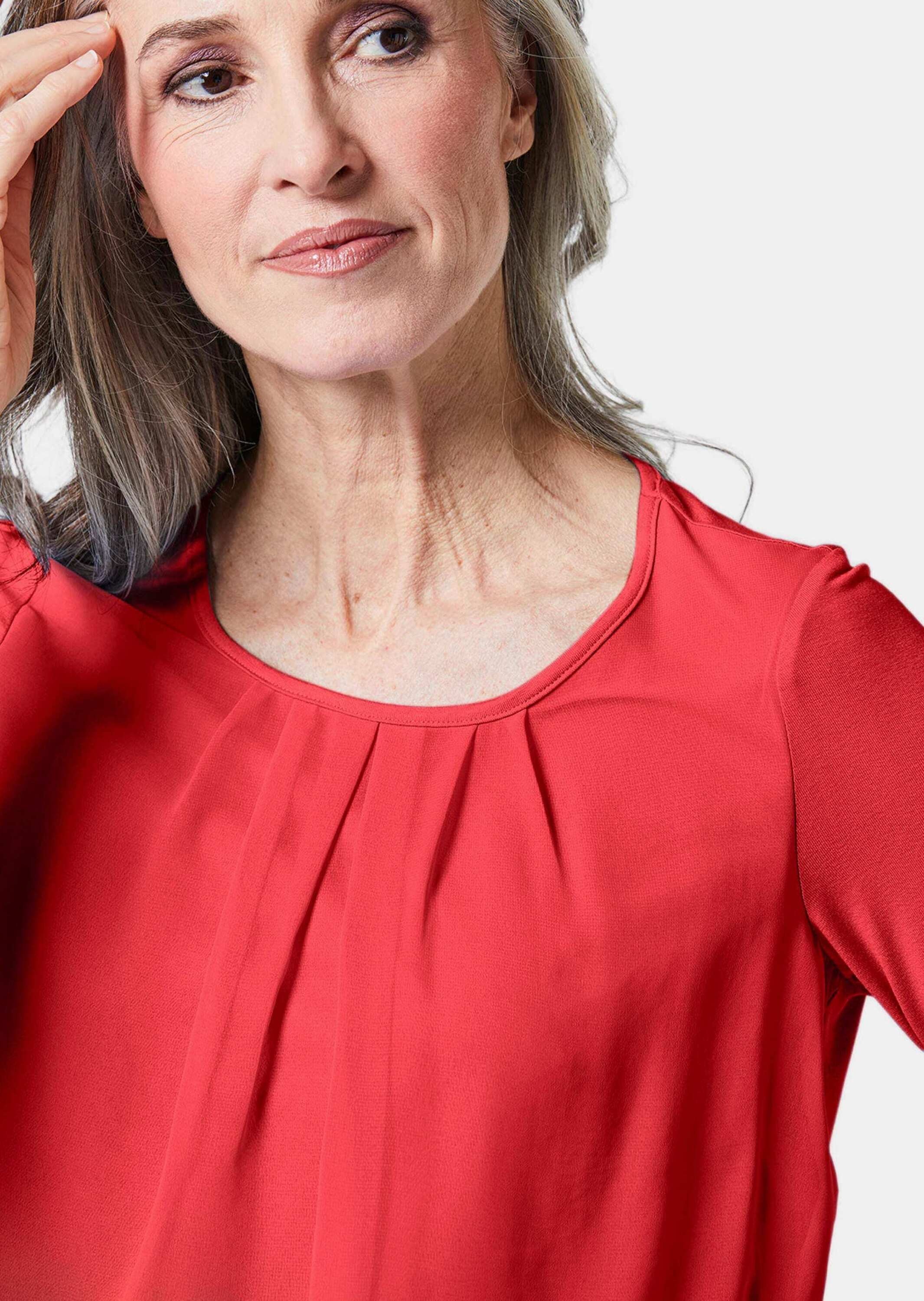 GOLDNER Kurzarmbluse »Chiffon-Shirt mit 3/4-Arm, Rundhals« keine/nicht relevant