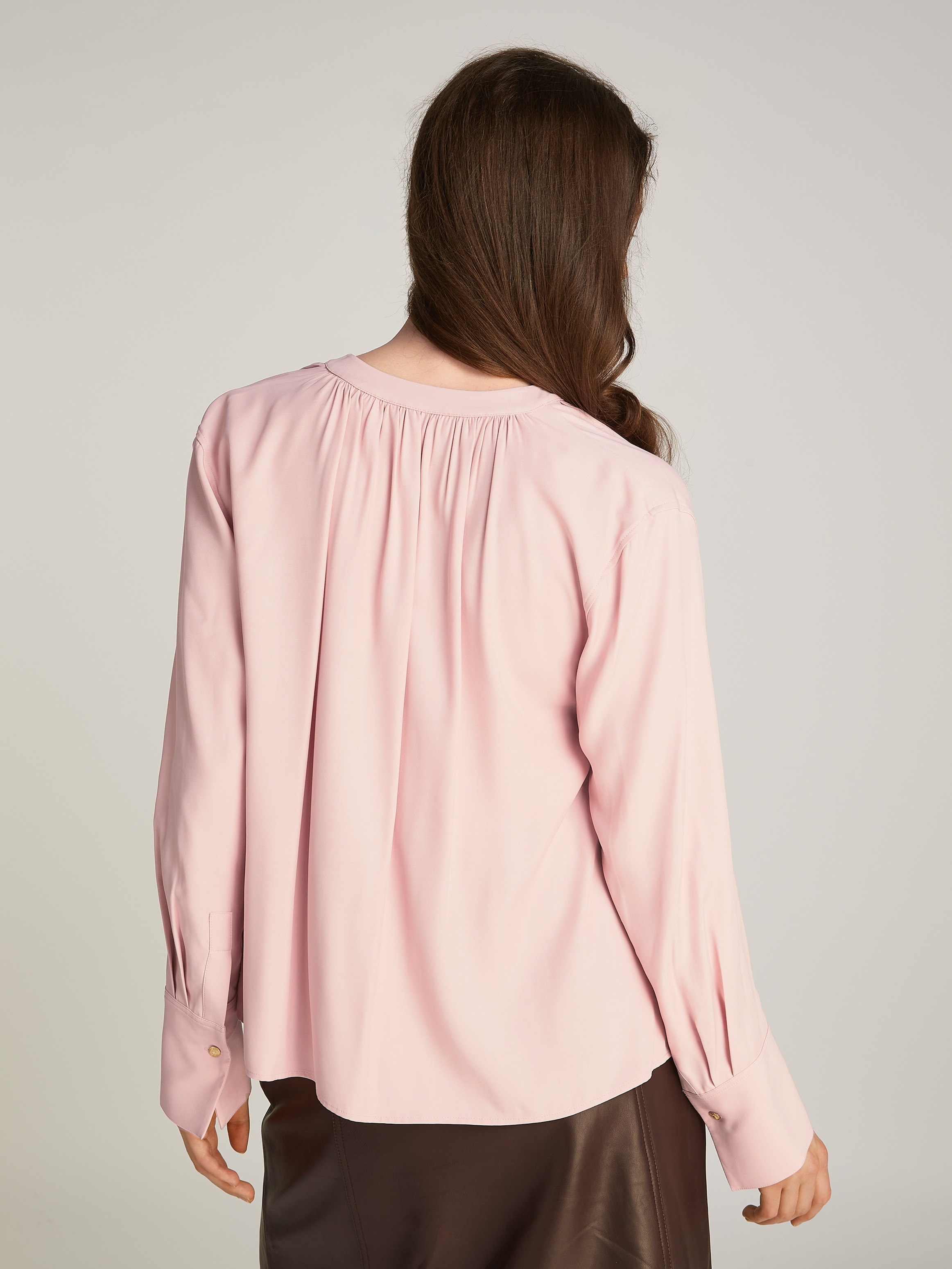 Tommy Hilfiger Langarmbluse »SOFT VIS V NECK LS BLOUSE«, mit Raffungen