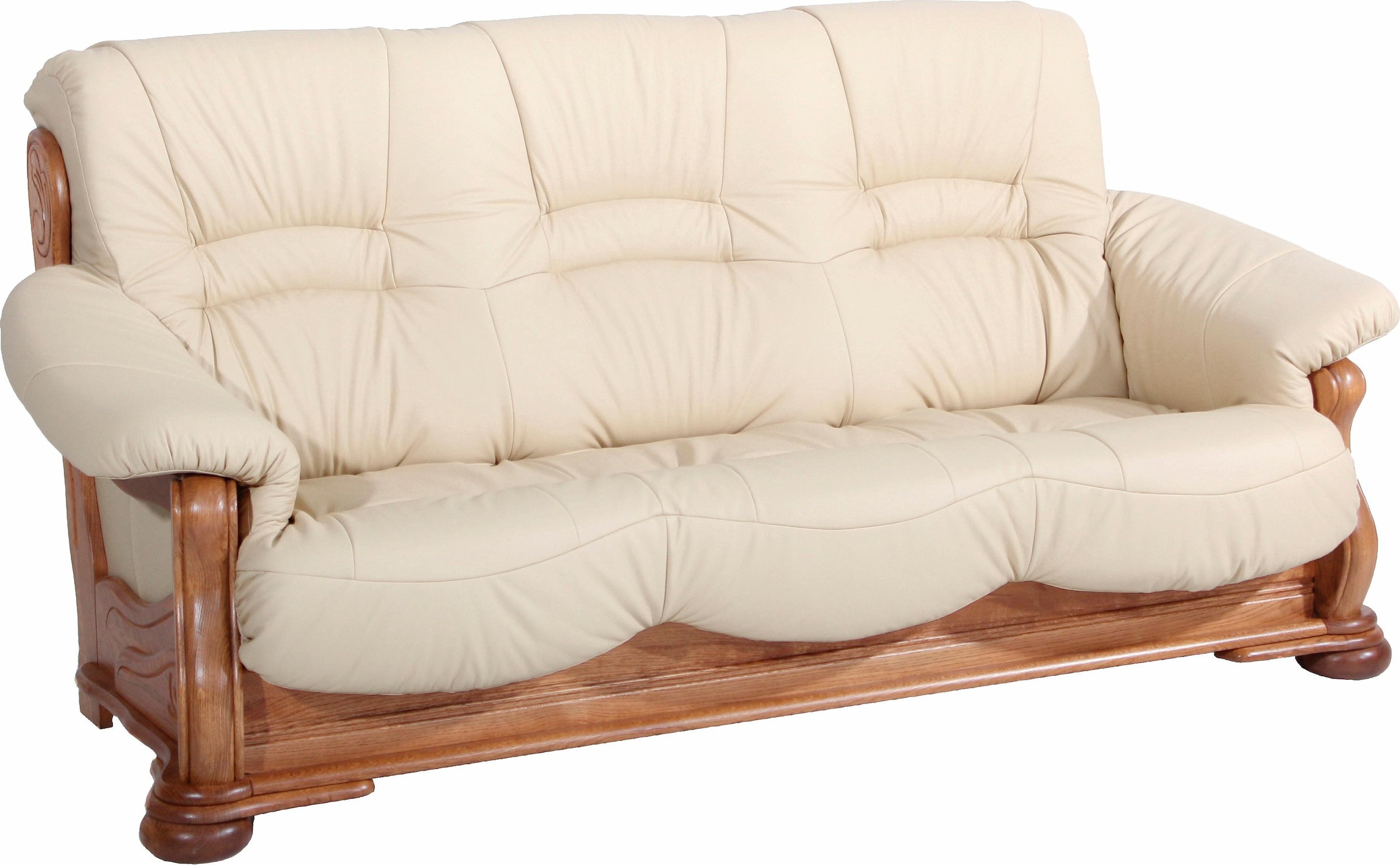 Max Winzer® 3-Sitzer »Texas mit aufwendig gefrästen Ornamenten im Eichenholzgestell«, bequemer Retro Klassiker, kompakte Stellmaße, Breite 202 cm