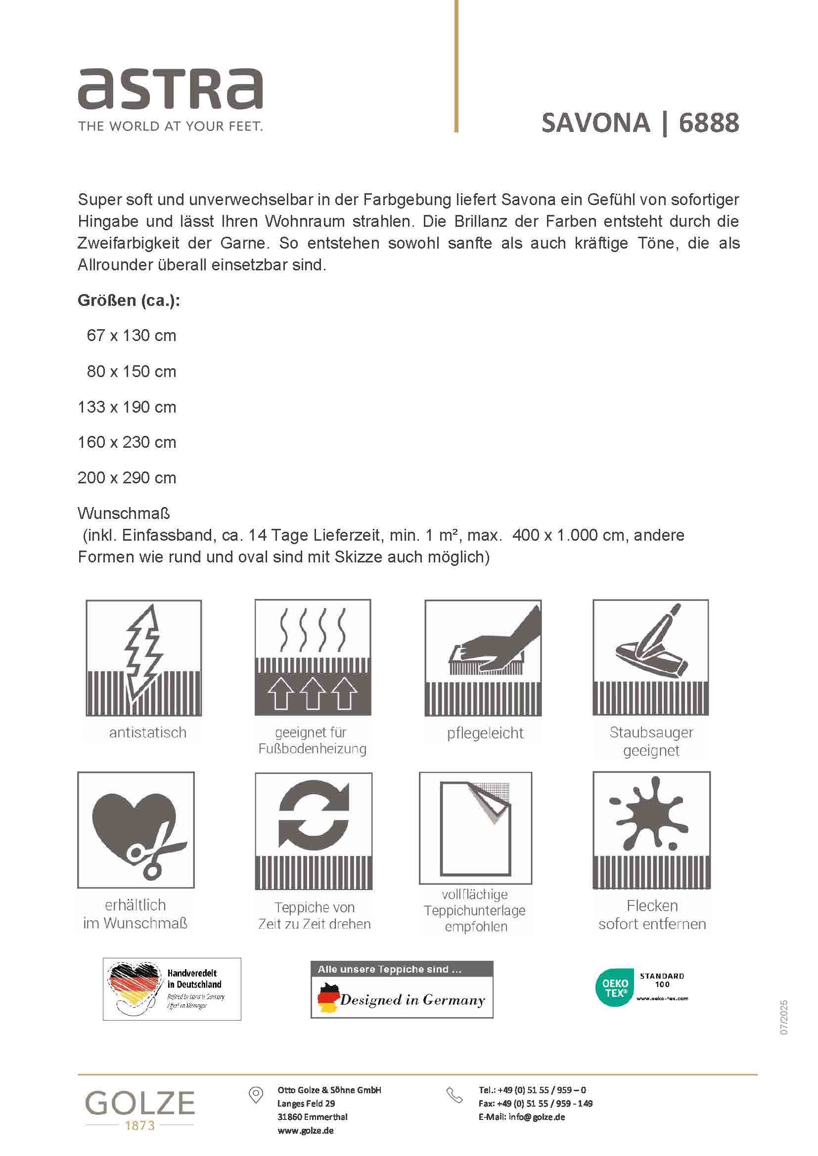 ASTRA Teppich »Savona 180« rechteckig 20 mm Höhe Wohnzimmer