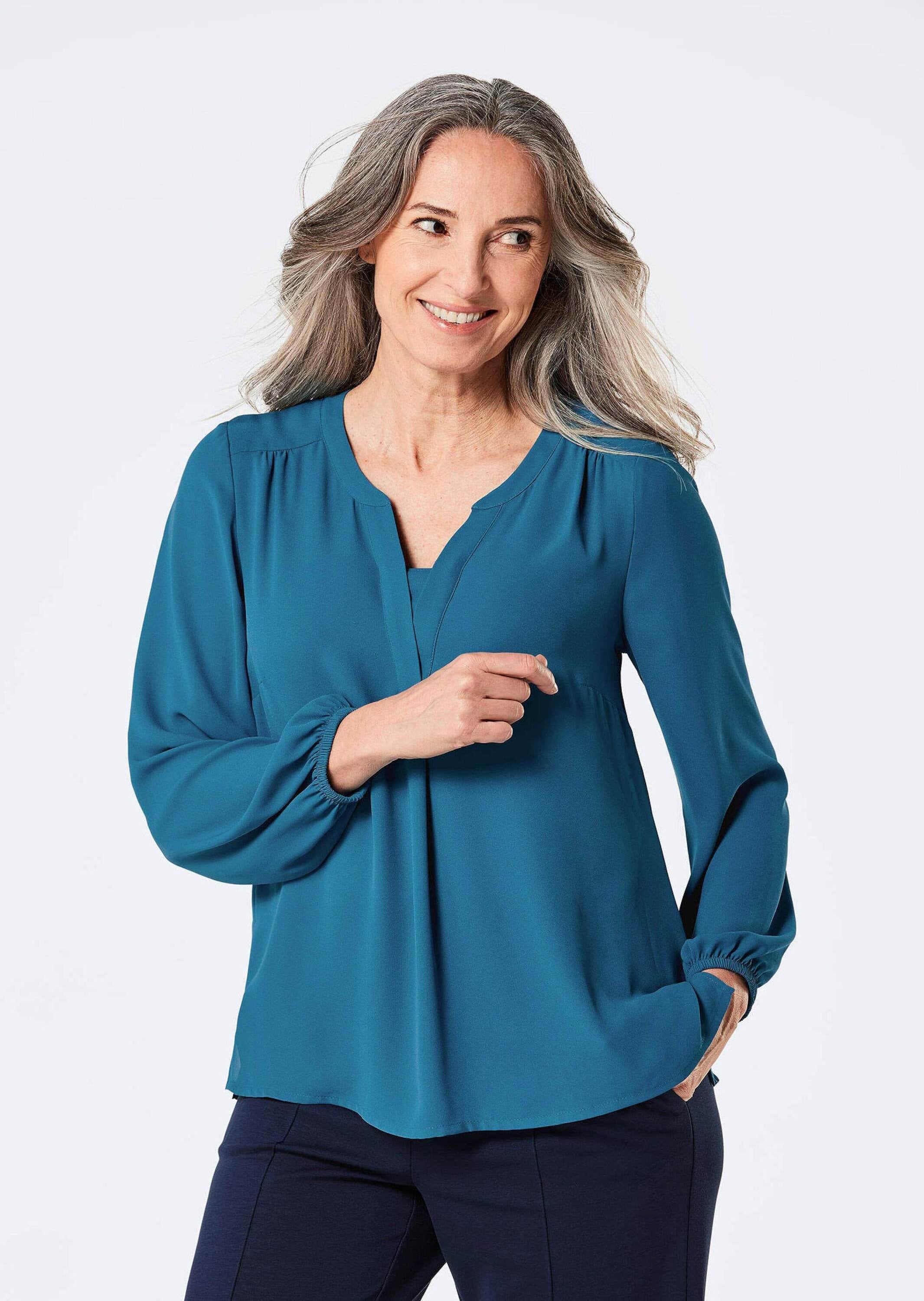 GOLDNER Tunika »Kurzgröße Bluse mit Tunika Ausschnitt«