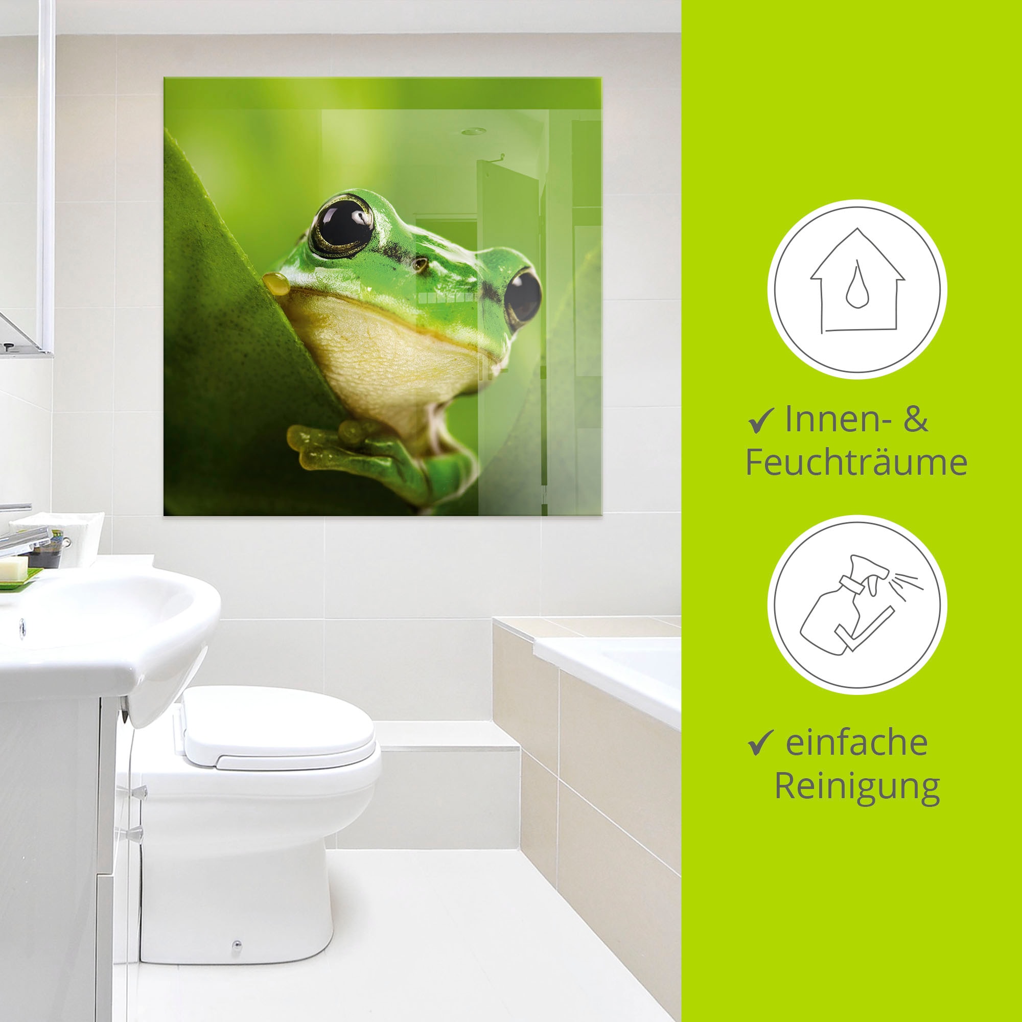Artland Glasbild »Ausspähender Frosch«, Wassertiere, (1 St.), in verschiedenen Größen