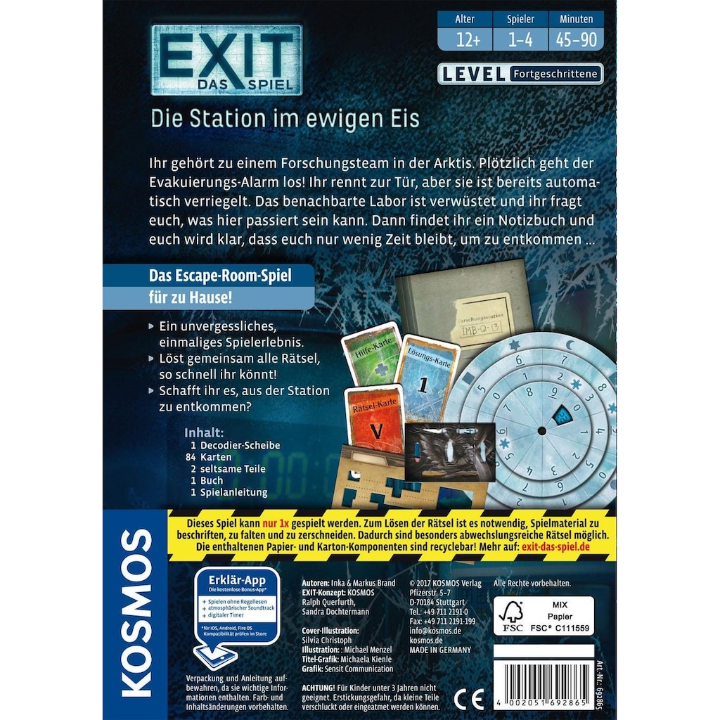 Kosmos Spiel »Exit Das Spiel, Die Station im ewigen Eis«, Made in Germany