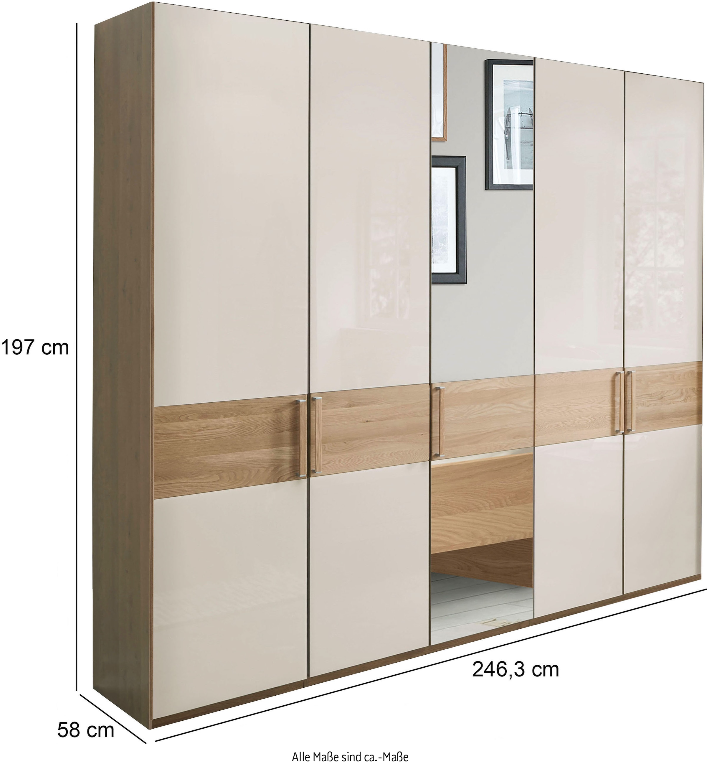 WIEMANN Drehtürenschrank »Kiruna«, mit Champagnerglas und Spiegel