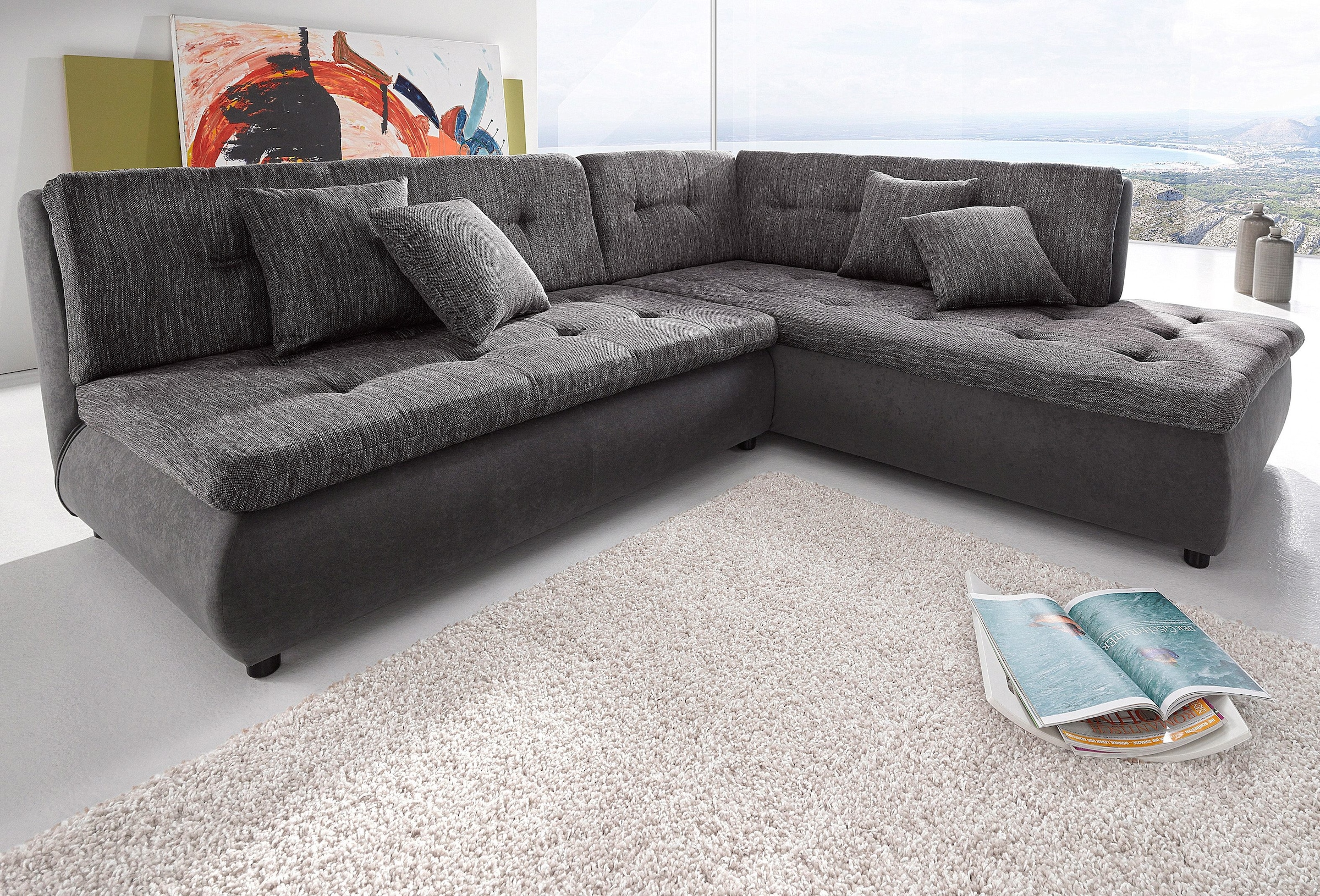 Trends by HG Ecksofa »Pool L-Form«, wahlweise mit Bettfunktion, frei im Raum stellbar